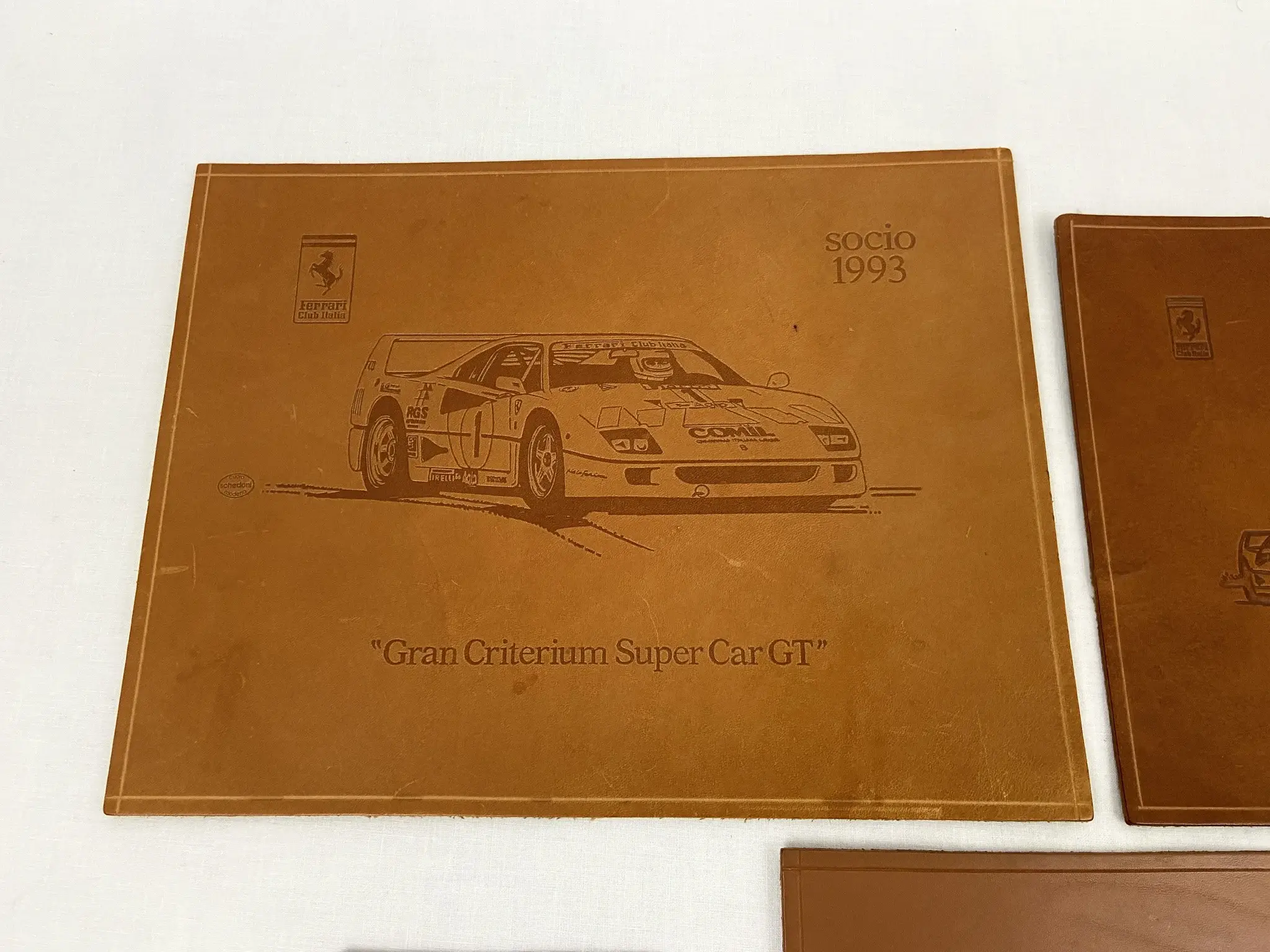 No Reserve Ferrari Club Italia Leather Commemorative Plaques By