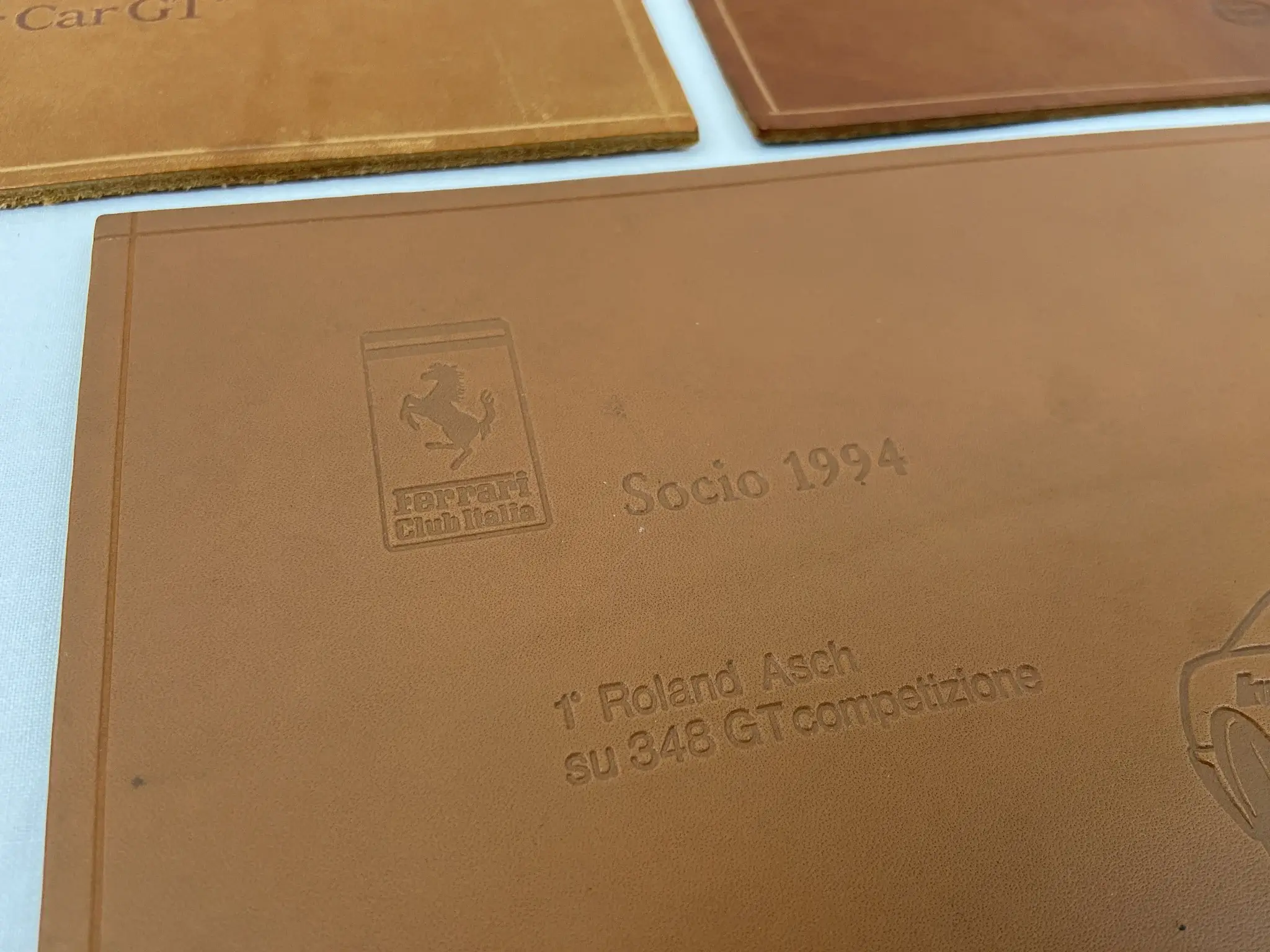 No Reserve Ferrari Club Italia Leather Commemorative Plaques By