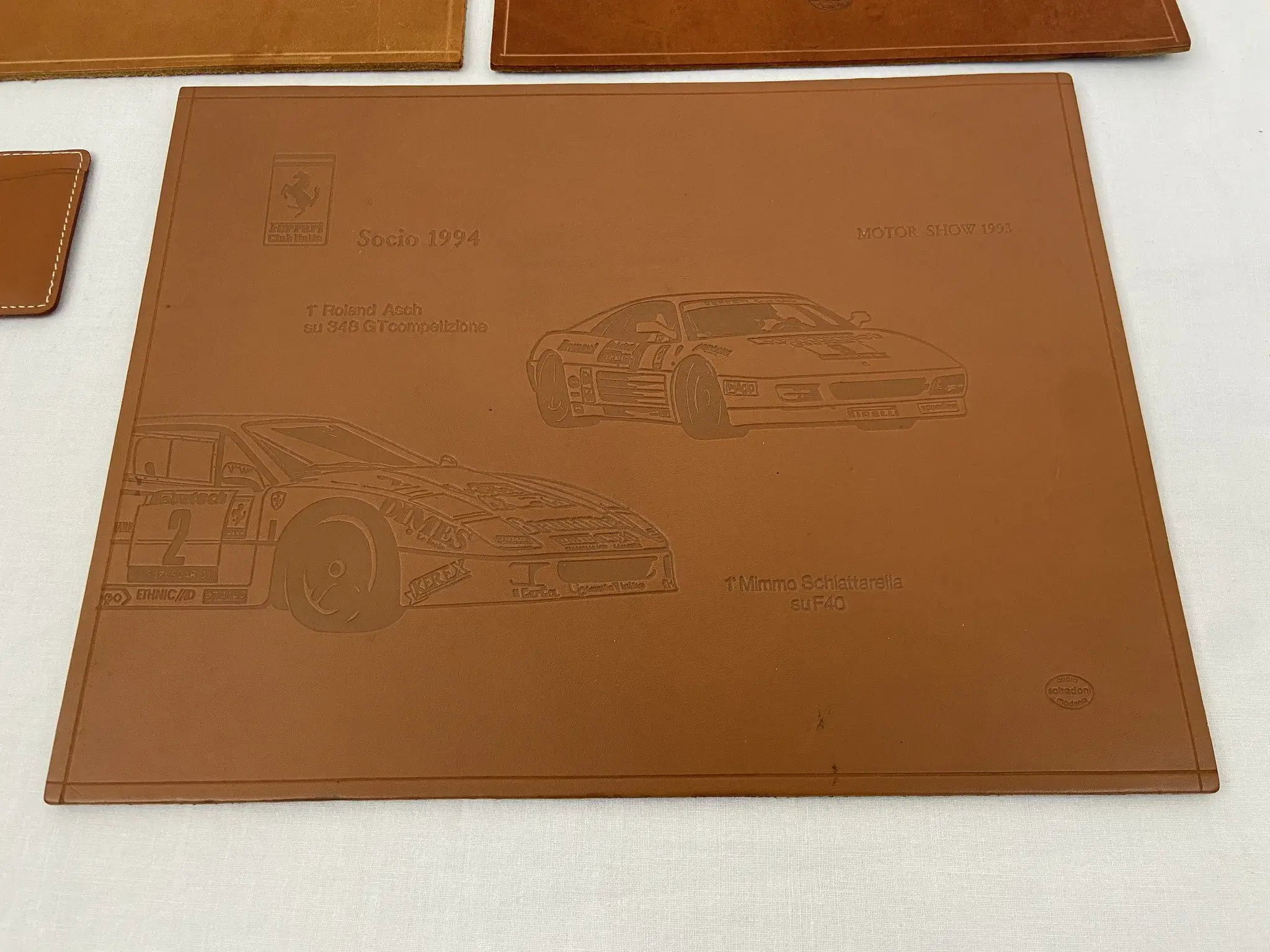 No Reserve Ferrari Club Italia Leather Commemorative Plaques By