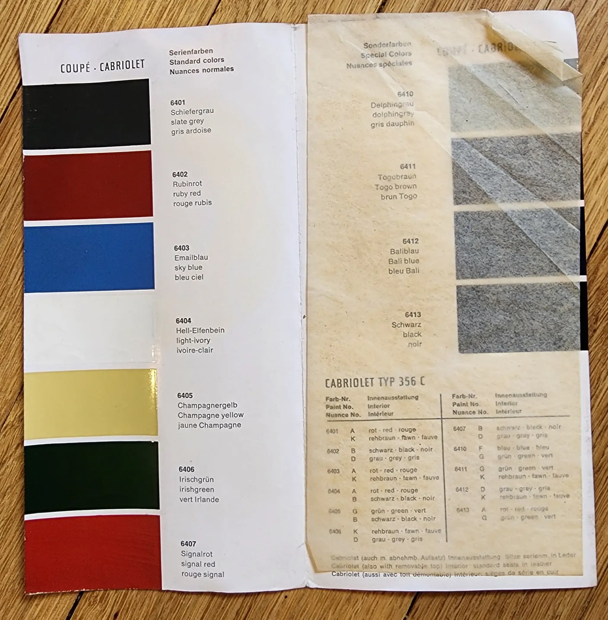 MP: Original Porsche 356 C Driver's Manual and Interior Color