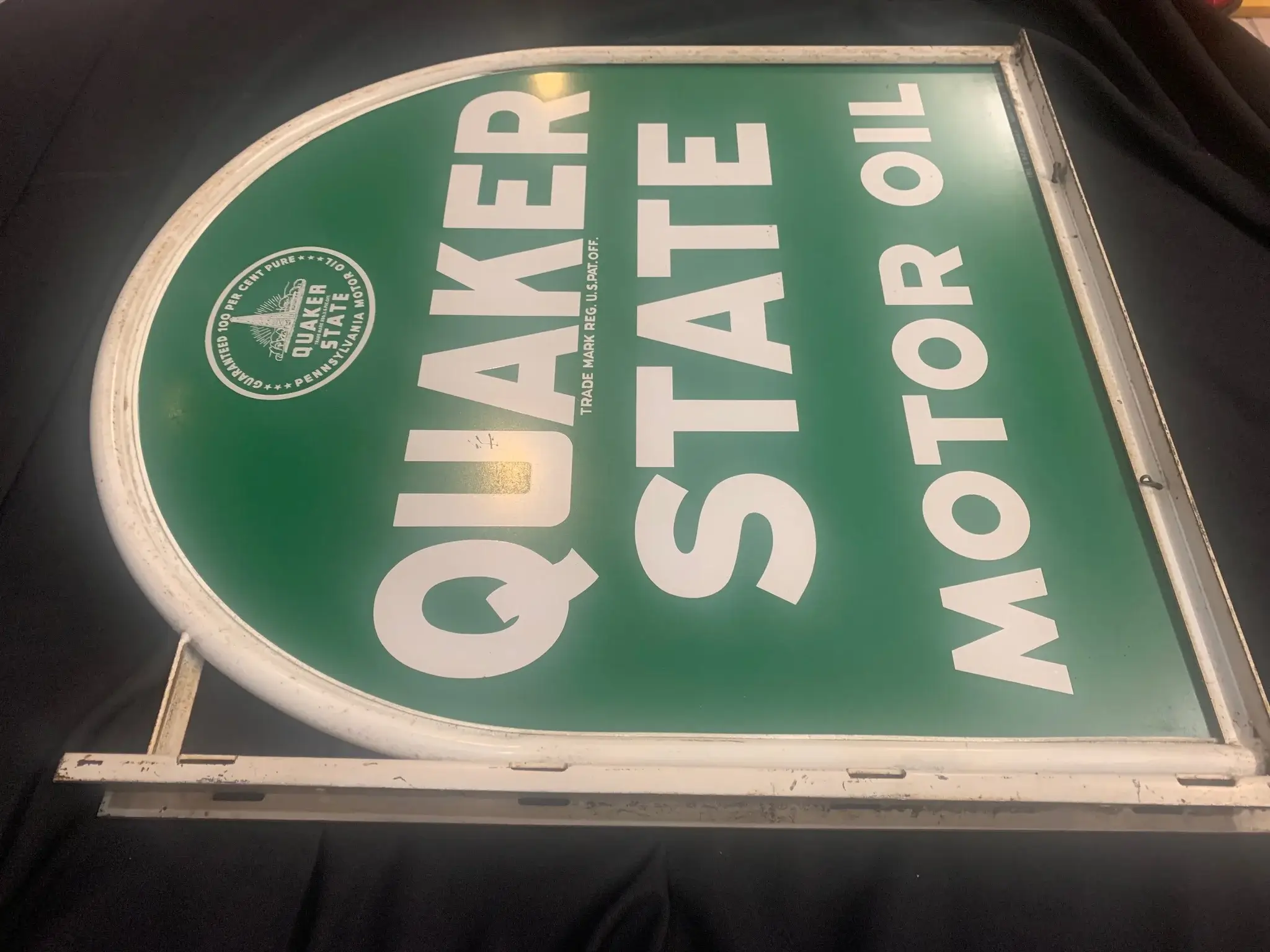 MP: 1962 Double Sided Quaker State Gravestone Sign | PCARMARKET