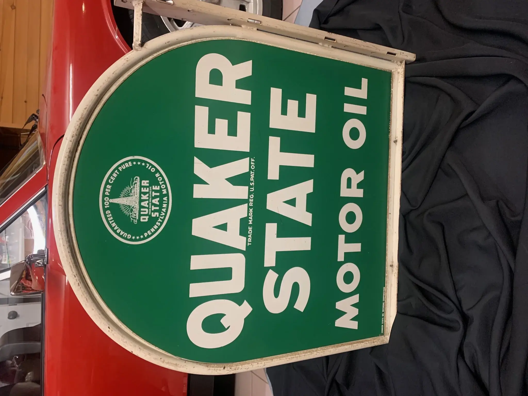 MP: 1962 Double Sided Quaker State Gravestone Sign | PCARMARKET