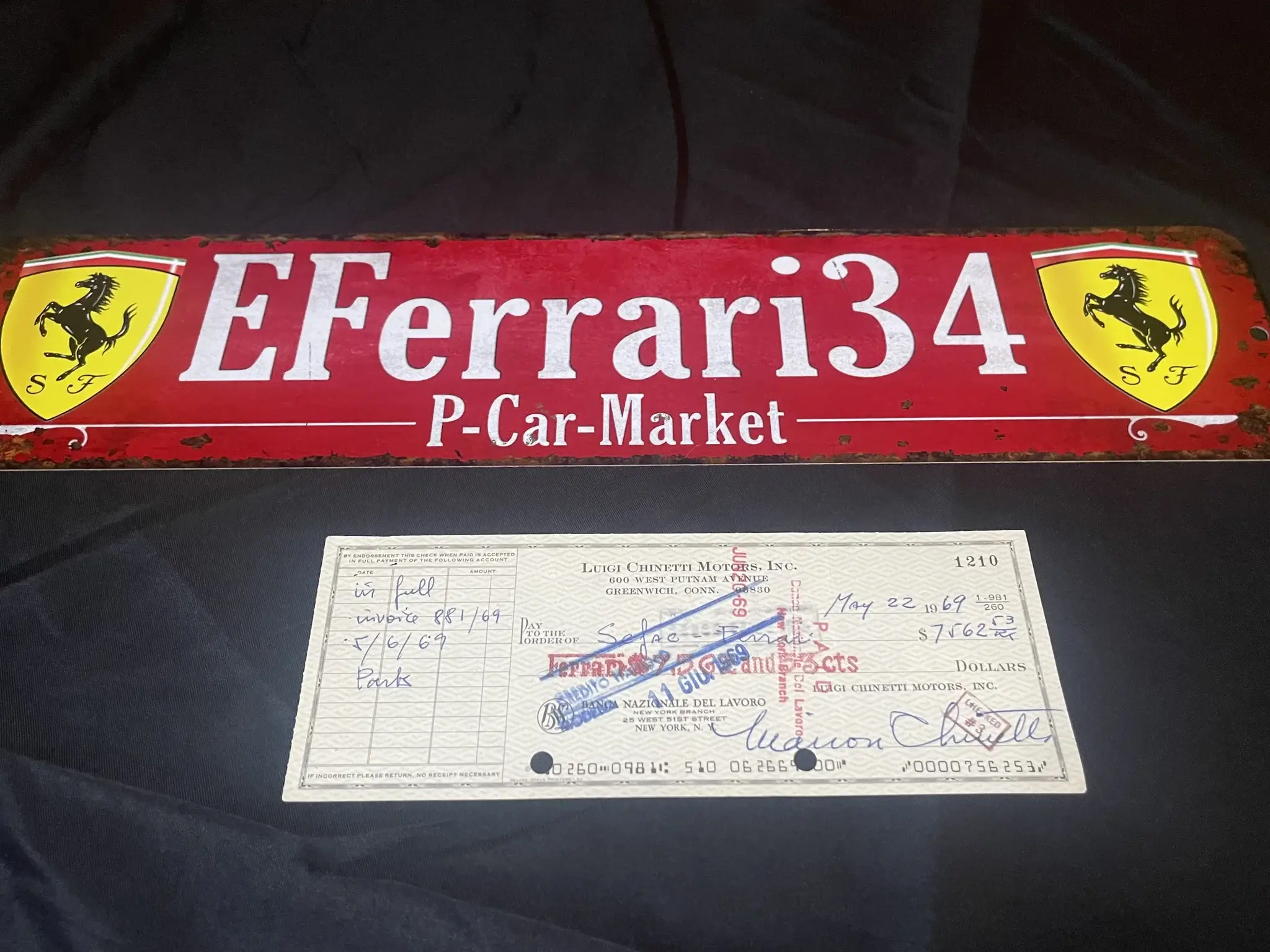 MP: Luigi Chinetti Check Endorsed by Enzo Ferrari | PCARMARKET