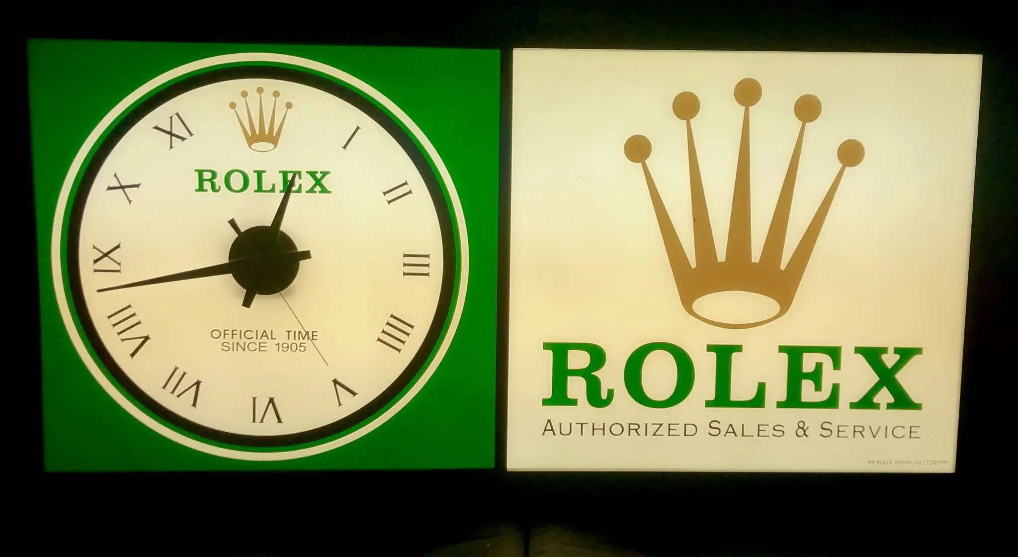 Illuminated Vintage Rolex Clock Sign (36