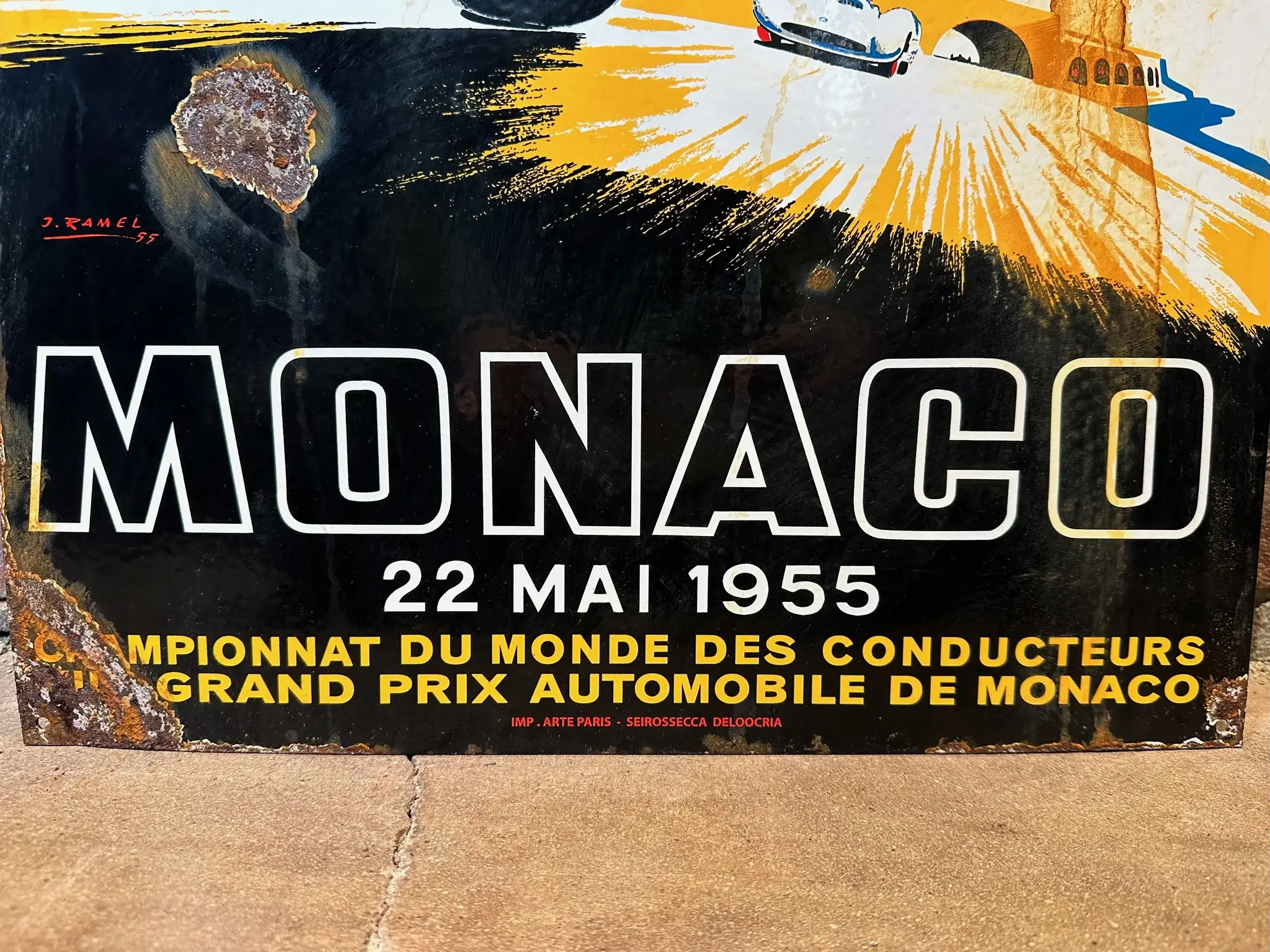 Grand Prix de Monaco ペーパーパック フランス語版 No Reserve 1955 Monaco Grand Prix Style Enamel Sign | PCARMARKET