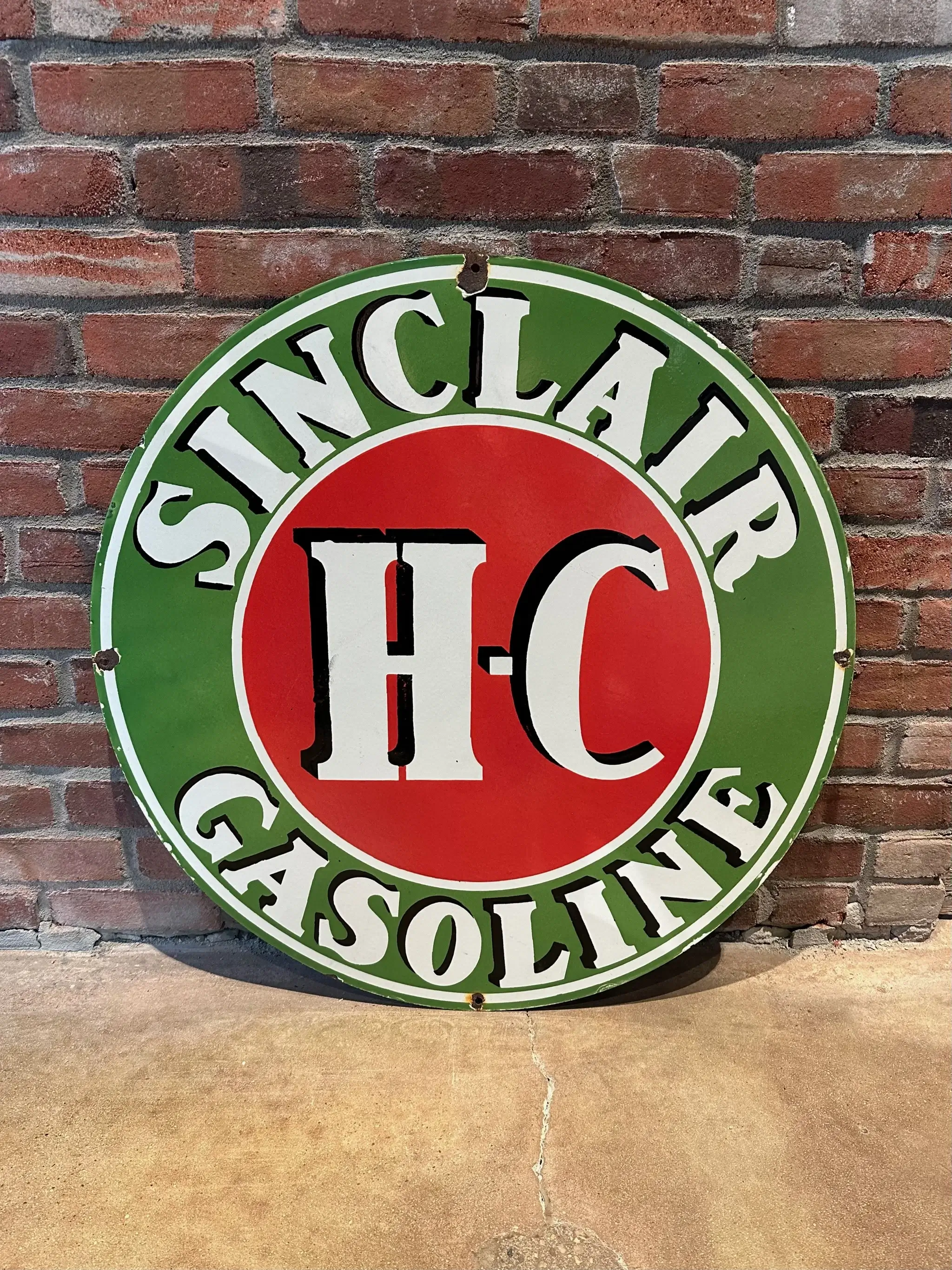 VANTAGE 1978 ヴィンテージ看板 No Reserve Sinclair H-C Gasoline Porcelain Style Sign | PCARMARKET
