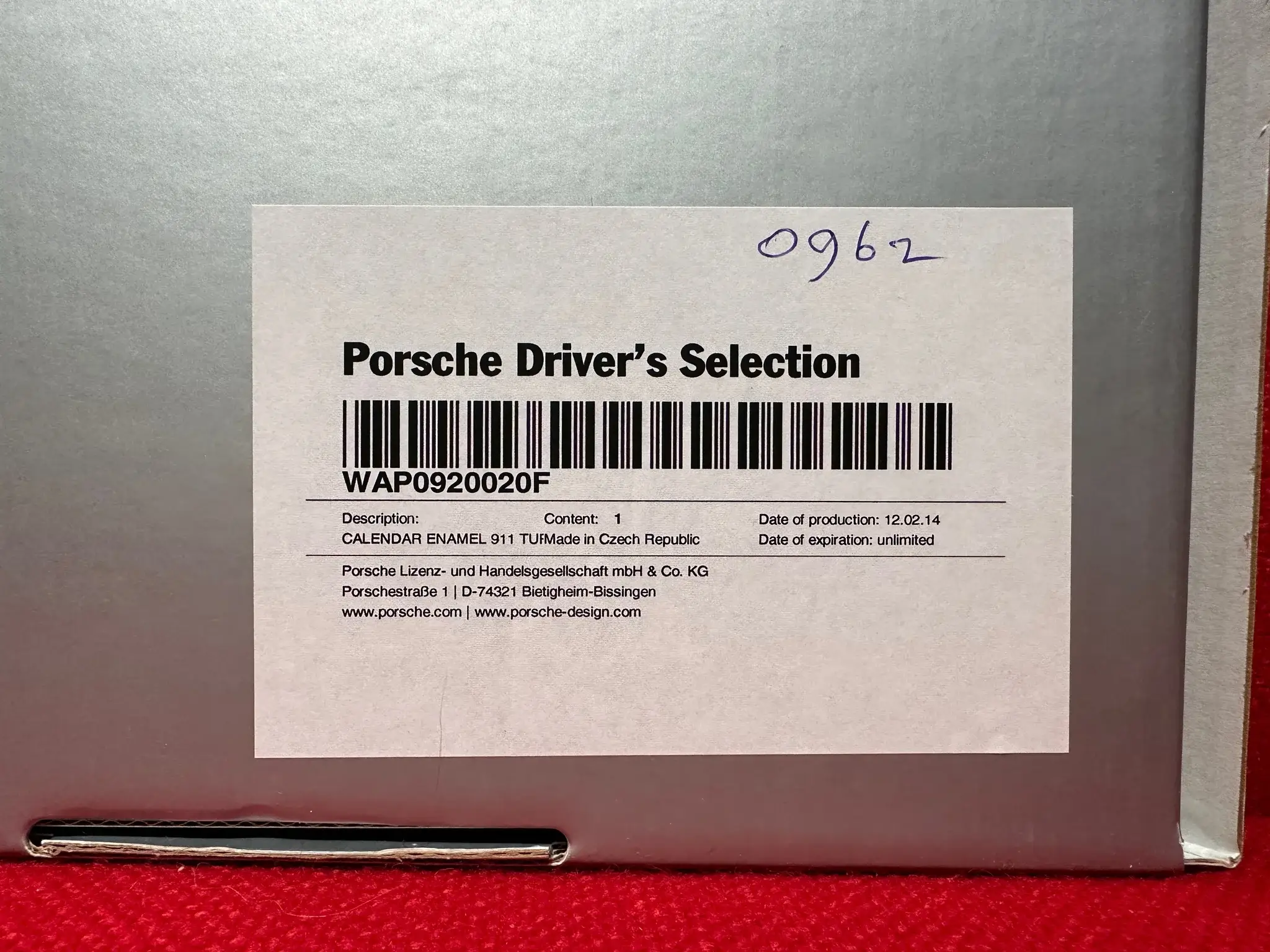 No Reserve Enamel Porsche 911 Turbo Perpetual Calendar w/Original