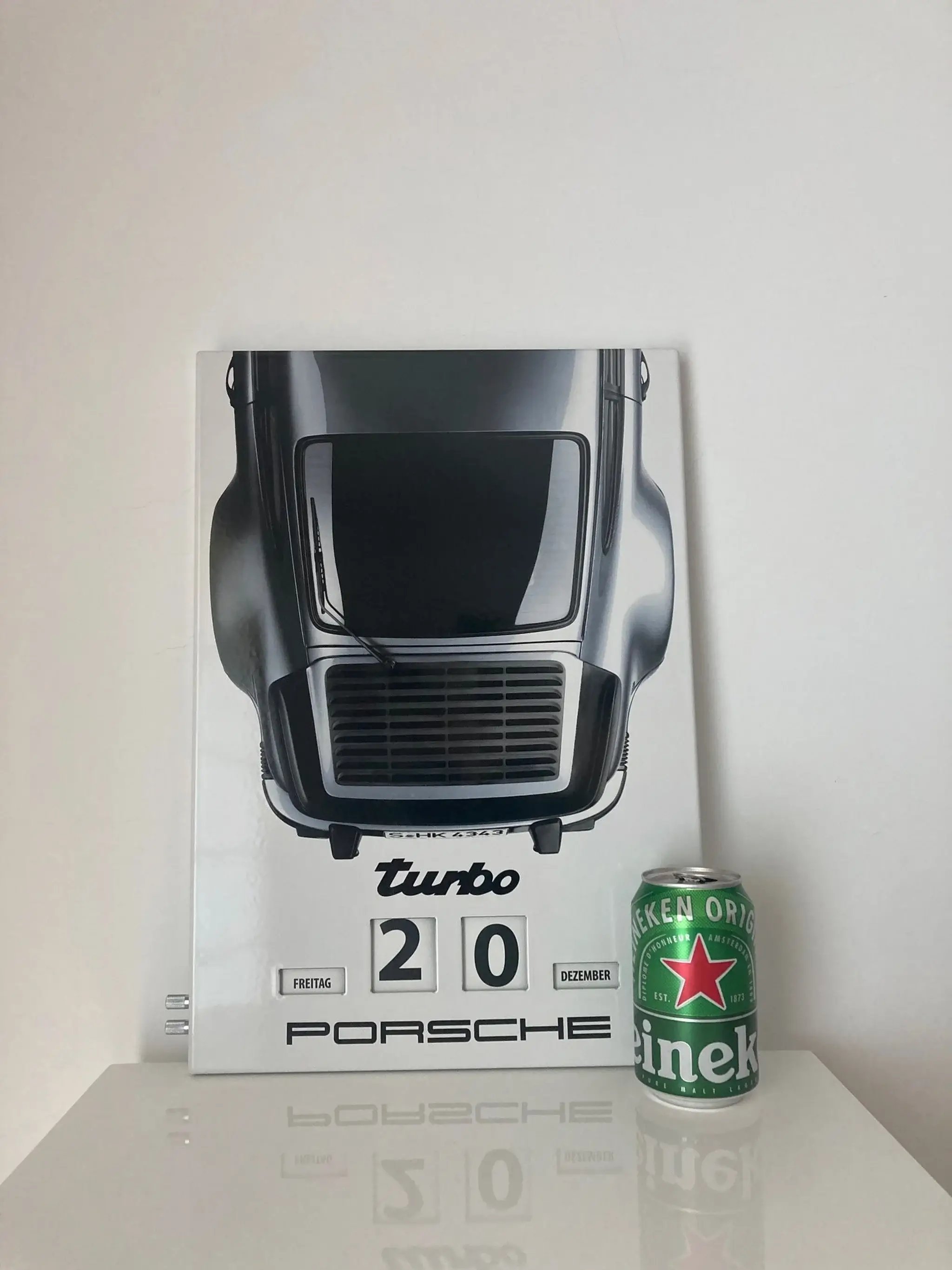 No Reserve Enamel Porsche 911 Turbo Perpetual Calendar w/Original