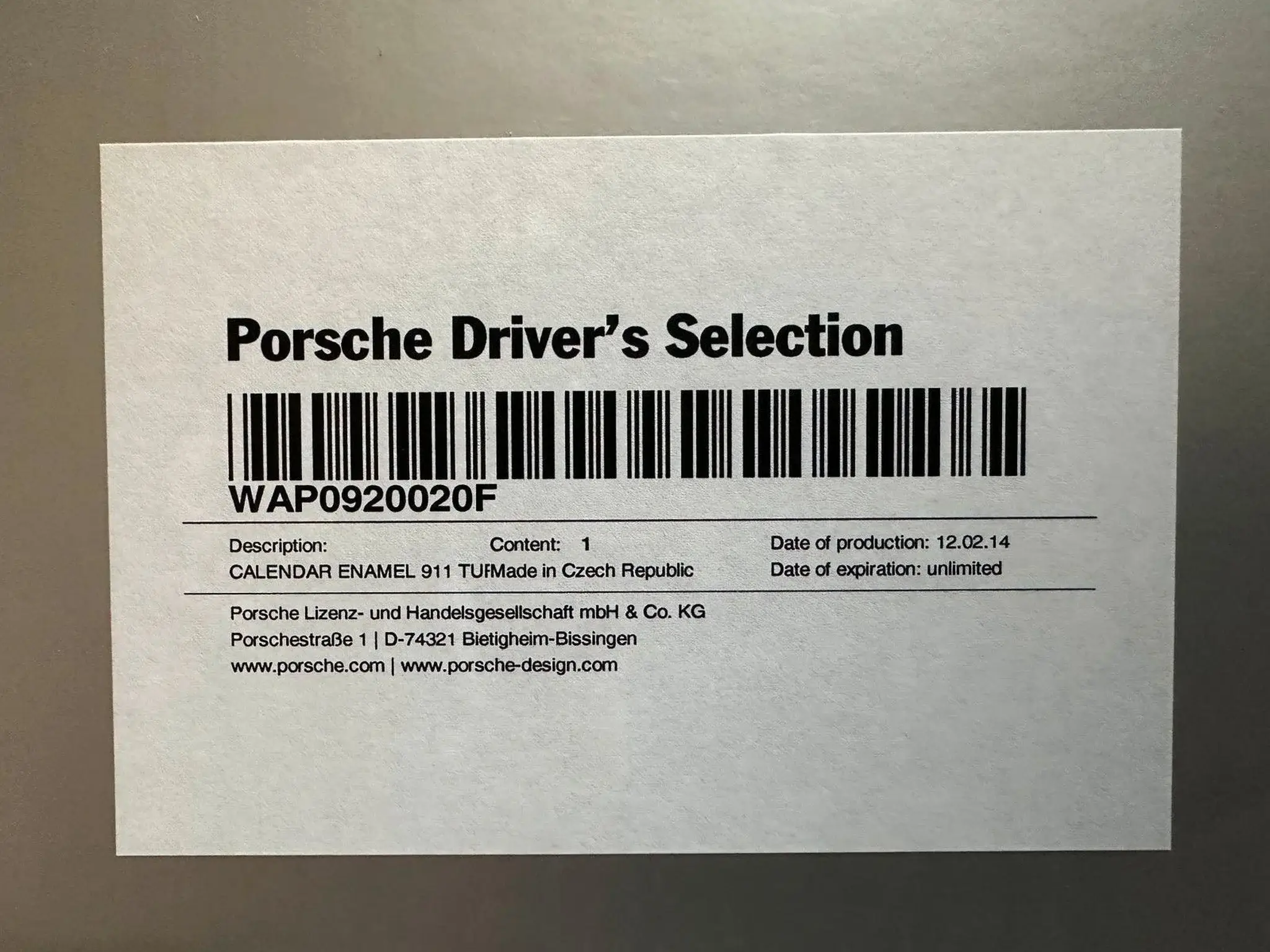 No Reserve Enamel Porsche 911 Turbo Perpetual Calendar w/Original