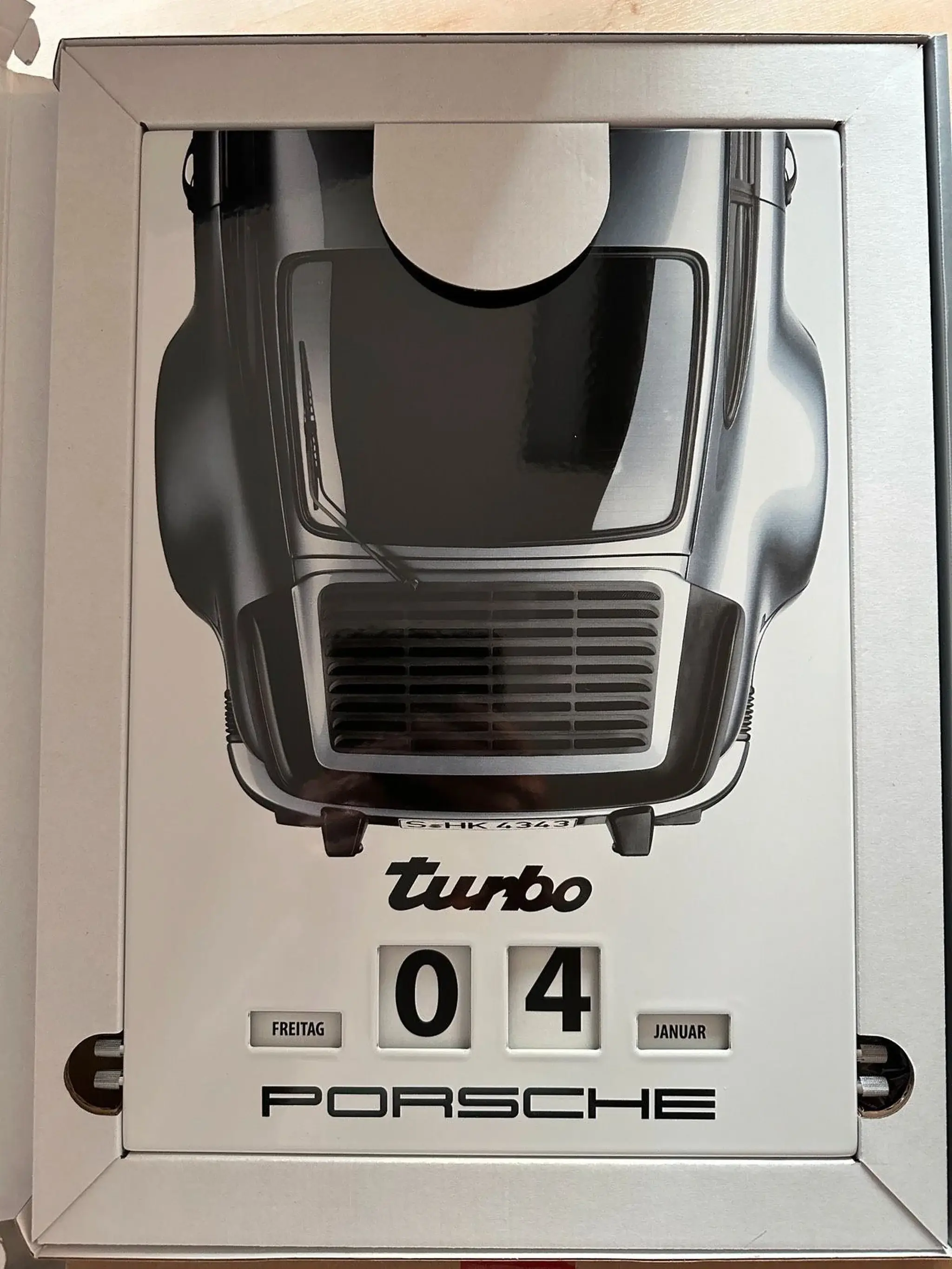 No Reserve Enamel Porsche 911 Turbo Perpetual Calendar w/Original