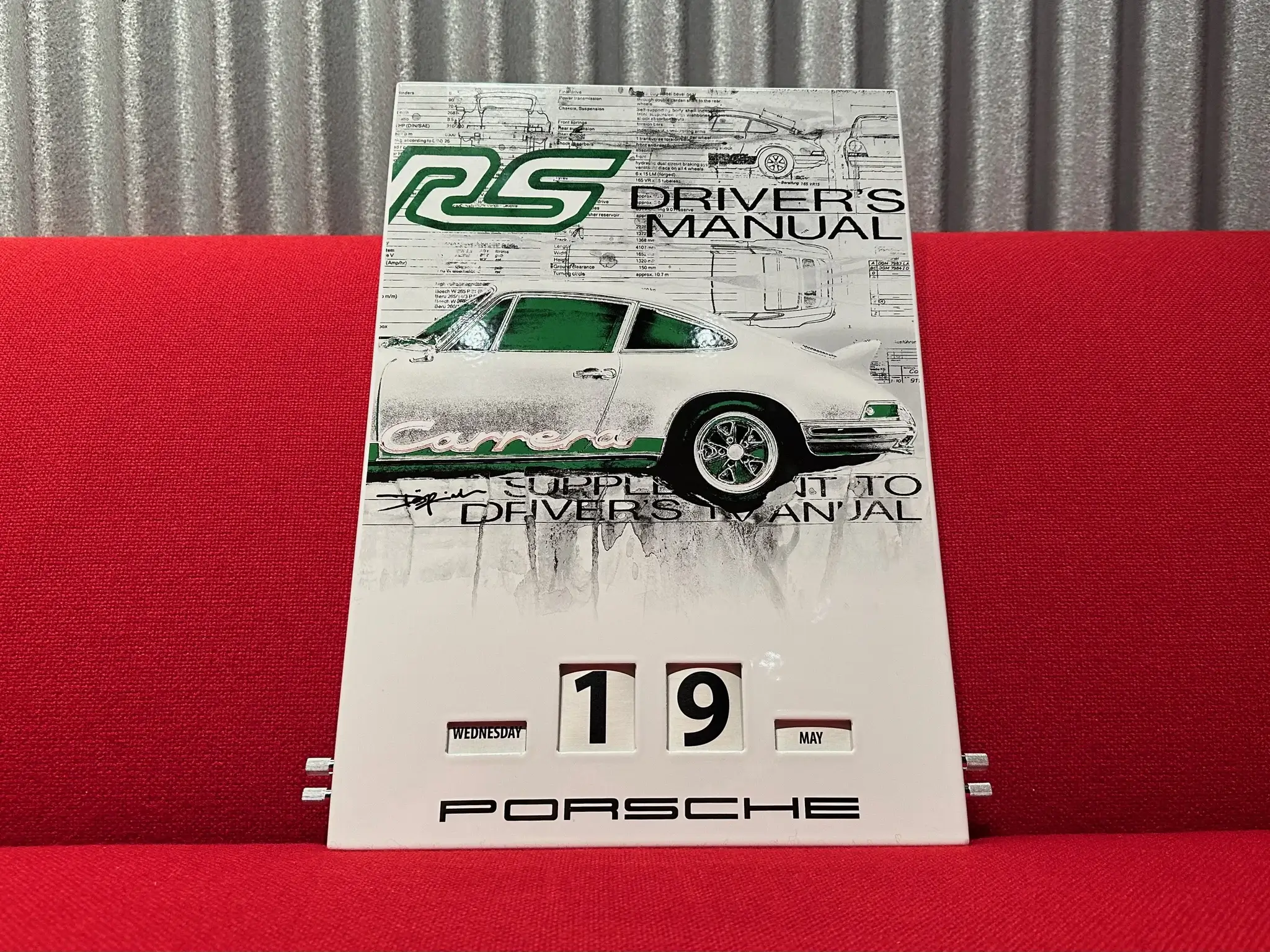 No Reserve Enamel Porsche Carrera RS 2.7 Perpetual Calendar w