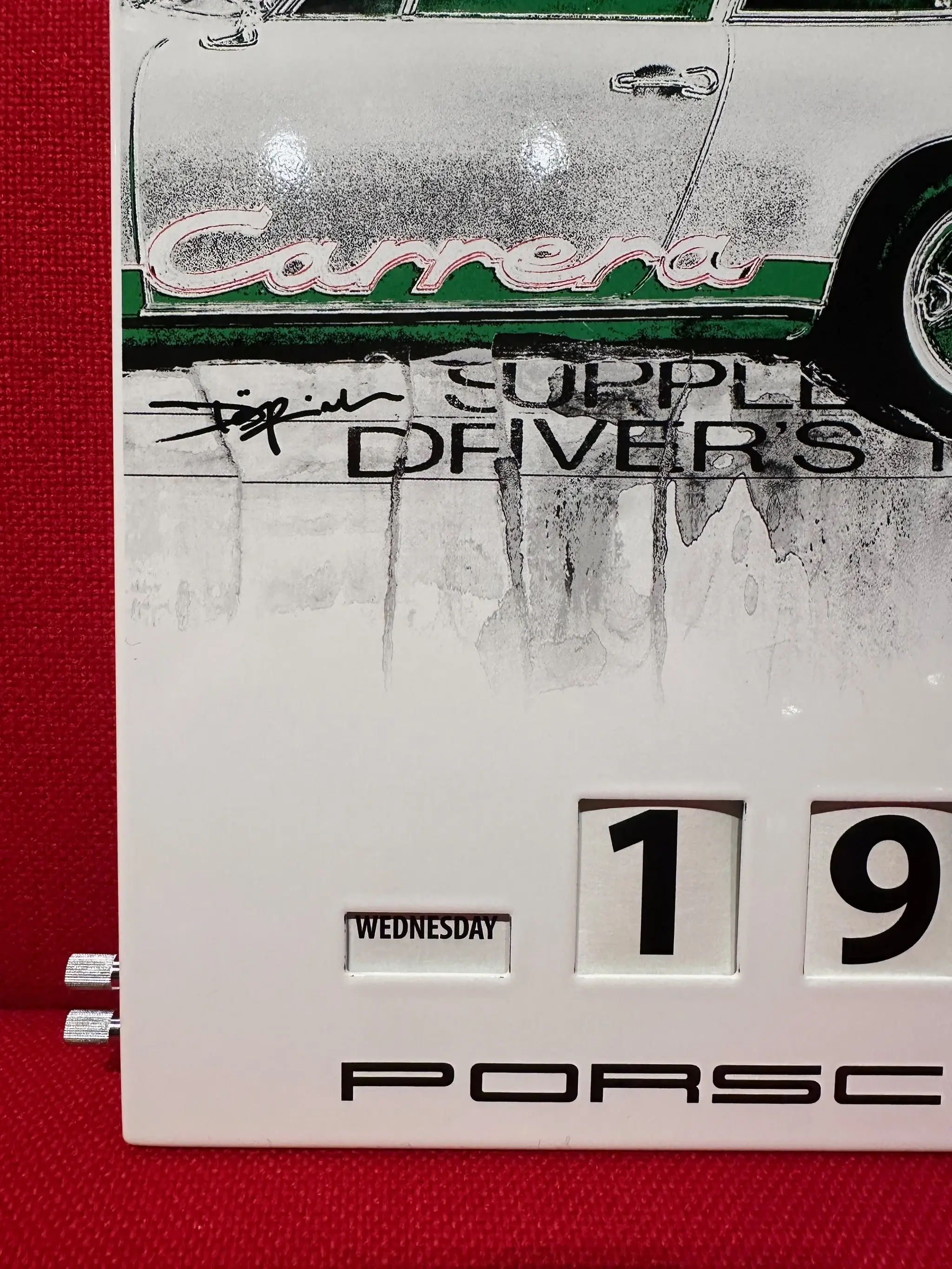 No Reserve Enamel Porsche Carrera RS 2.7 Perpetual Calendar w