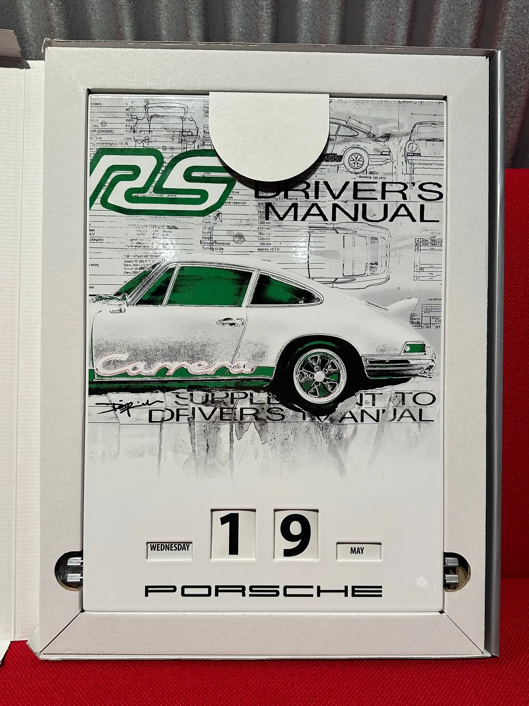 No Reserve Enamel Porsche Carrera RS 2.7 Perpetual Calendar w