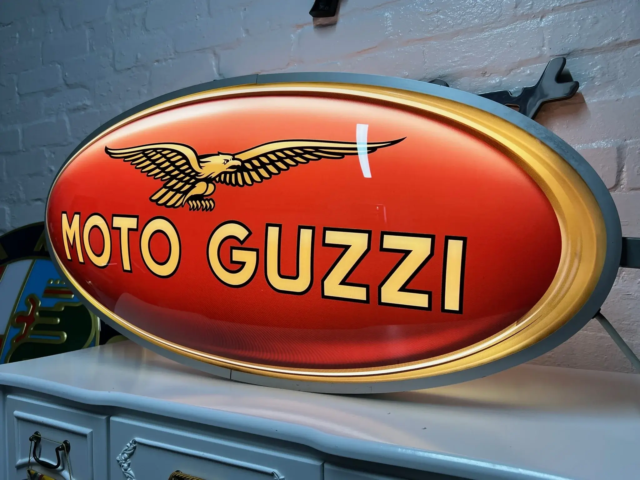 MP: Illuminated Double-Sided Moto Guzzi Motorcycle Sign | PCARMARKET