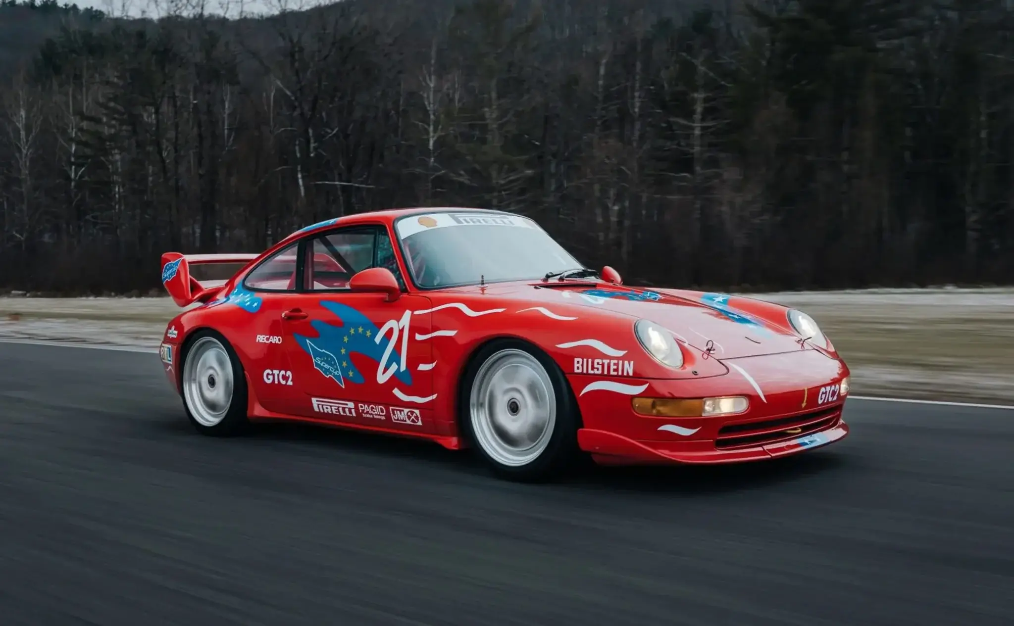 Affiche Vintage Rare Porsche 911 993 Super Cup 1996 - Course Automobile 40x30 Pouces Art Rétro