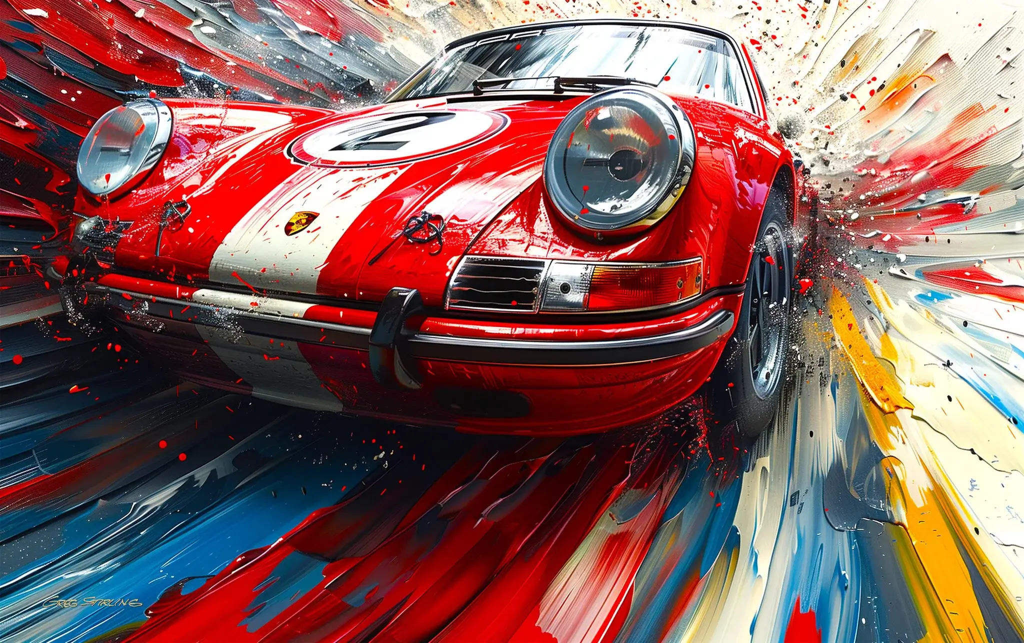 No Reserve Red Porsche 911 #2 Art Work by Greg Stirling | PCARMARKET