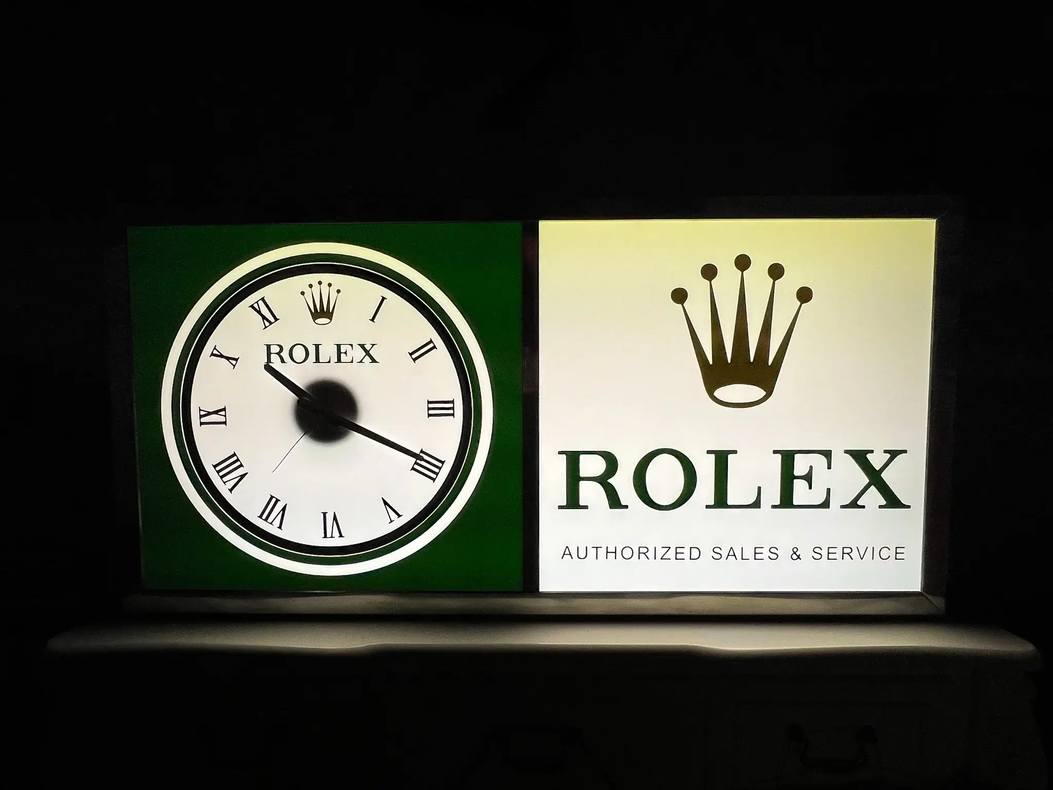 MP: 1990s Illuminated Rolex clock Sign | PCARMARKET