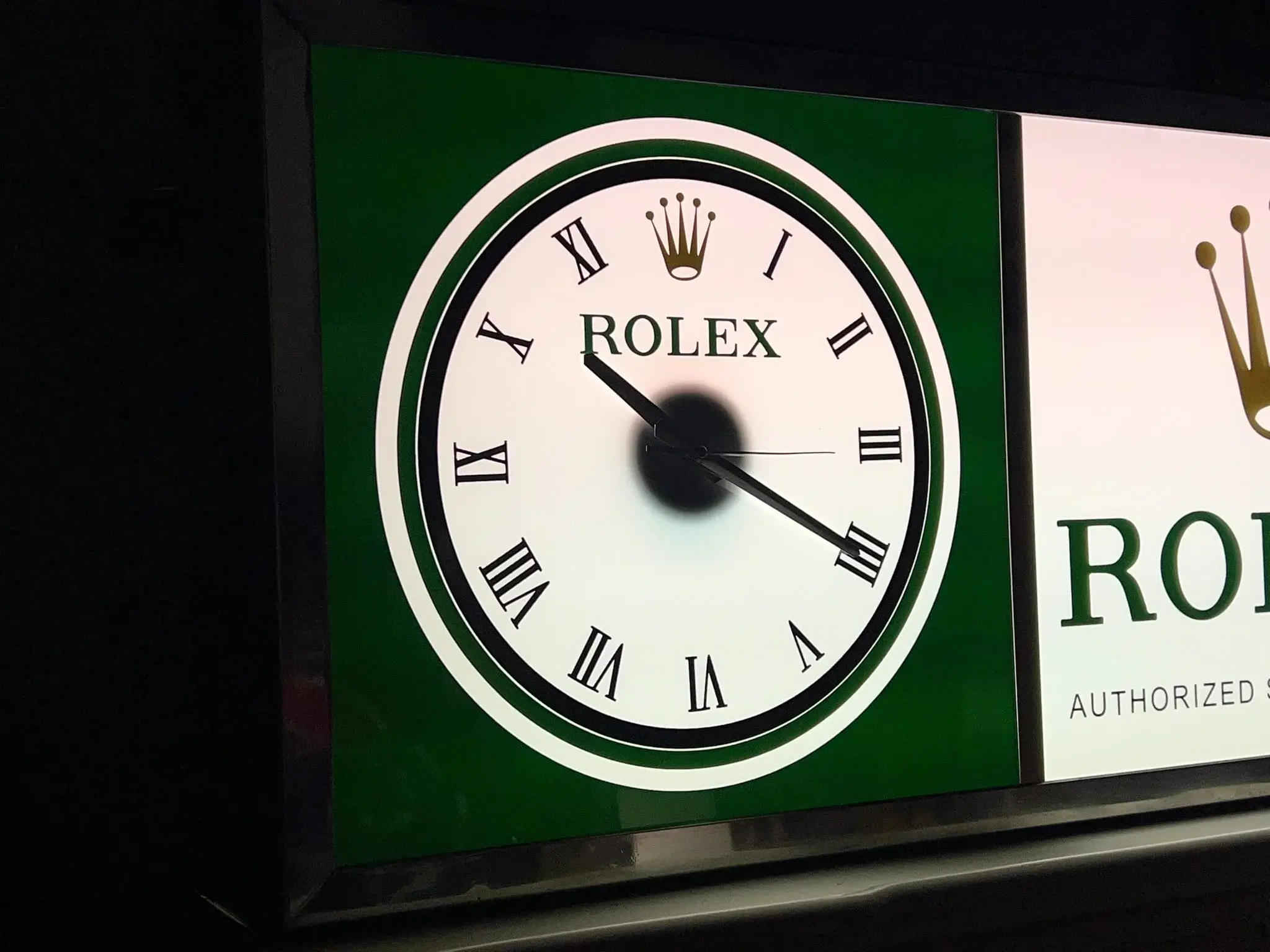 MP: 1990s Illuminated Rolex clock Sign | PCARMARKET