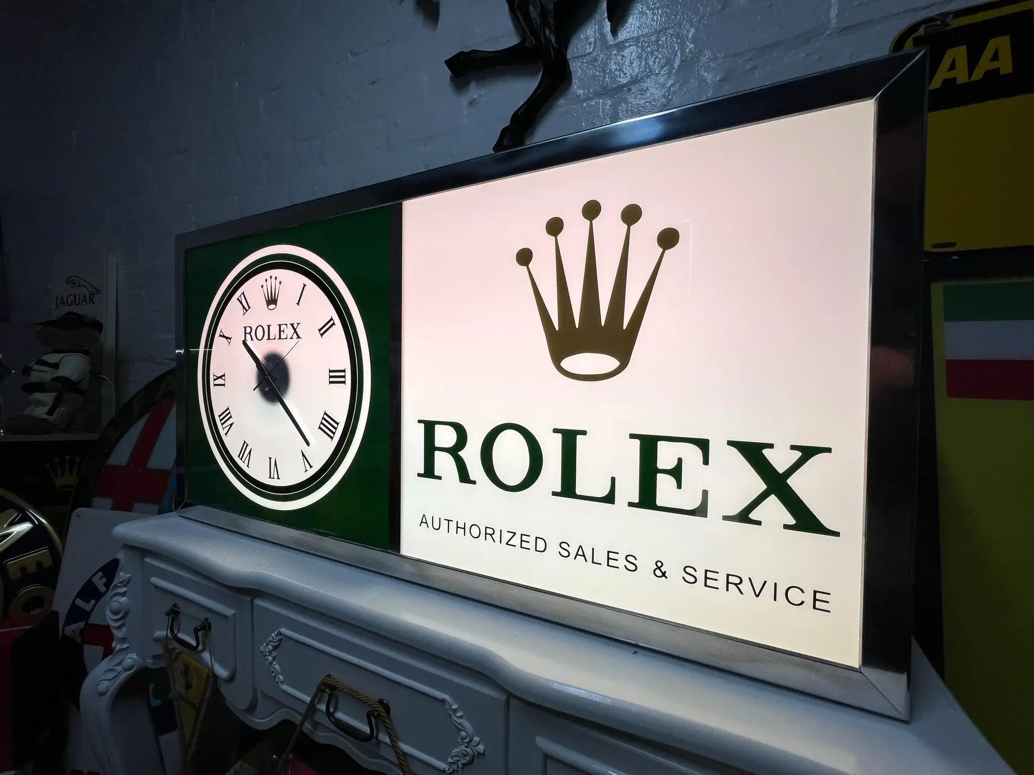 MP: 1990s Illuminated Rolex clock Sign | PCARMARKET