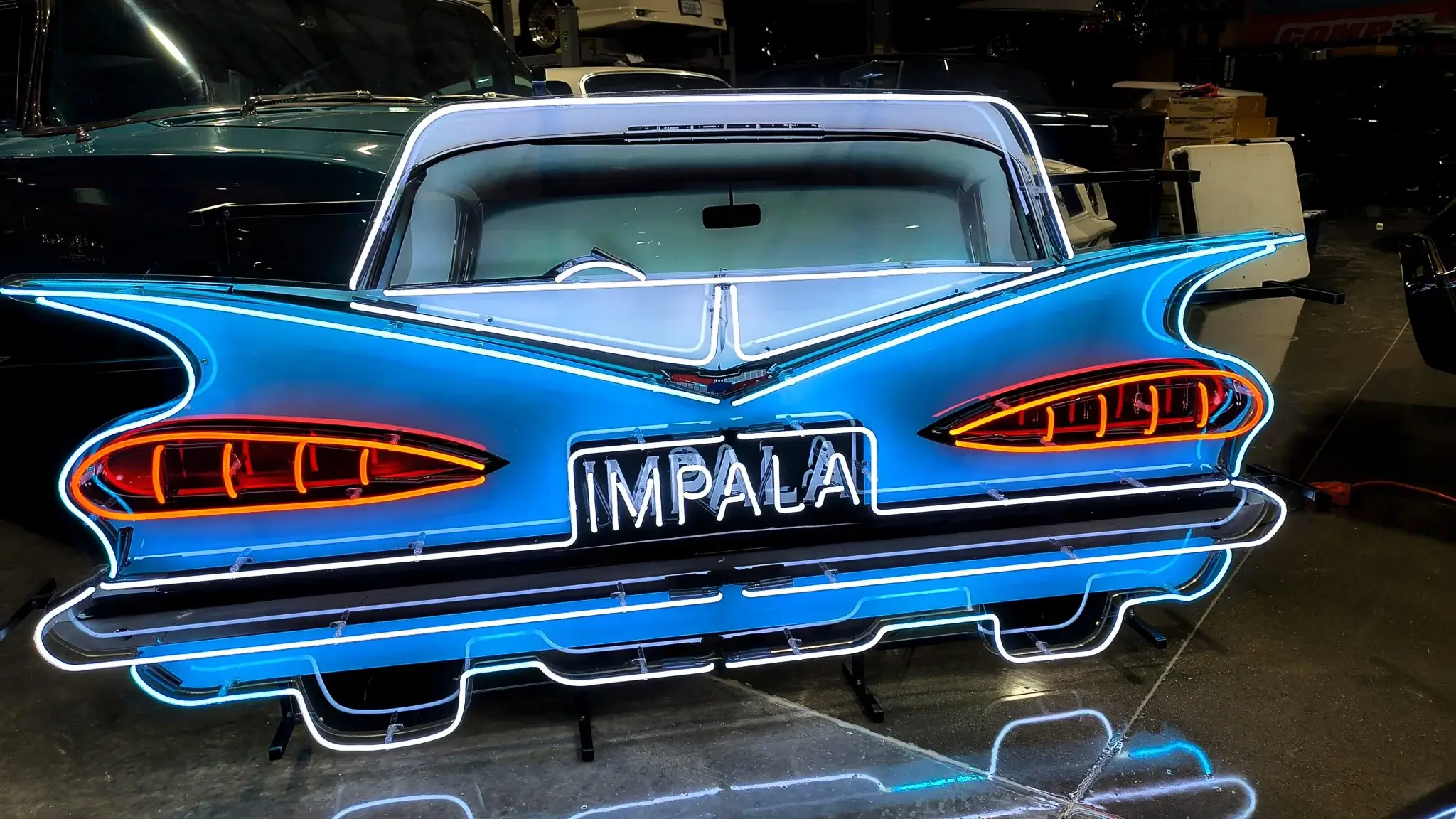 MP: 1959 Style Turquoise Impala Neon Sign | PCARMARKET