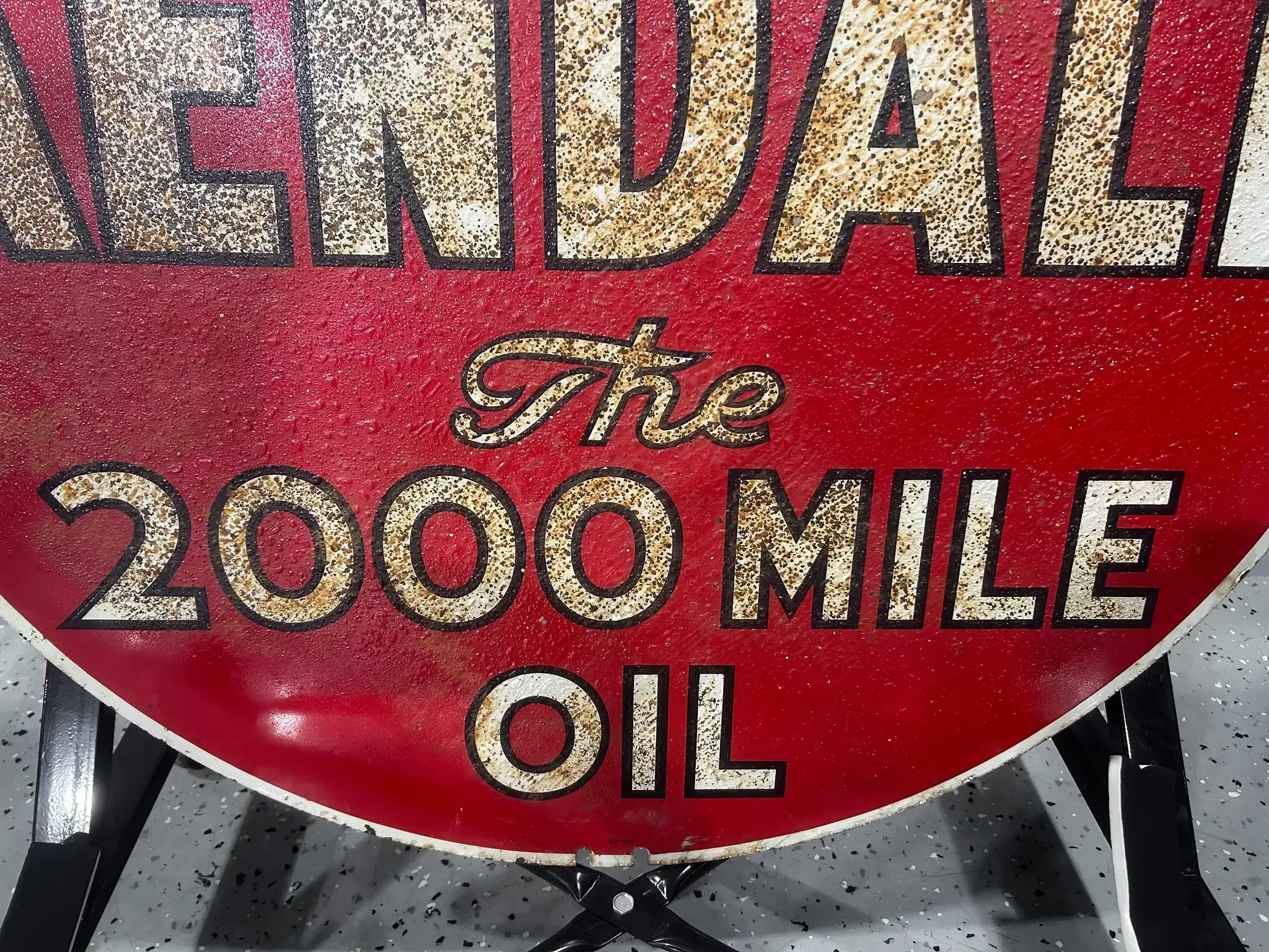 MP: 1950's Kendall Oil 'The 2000 Mile Oil' Double Sided Sign