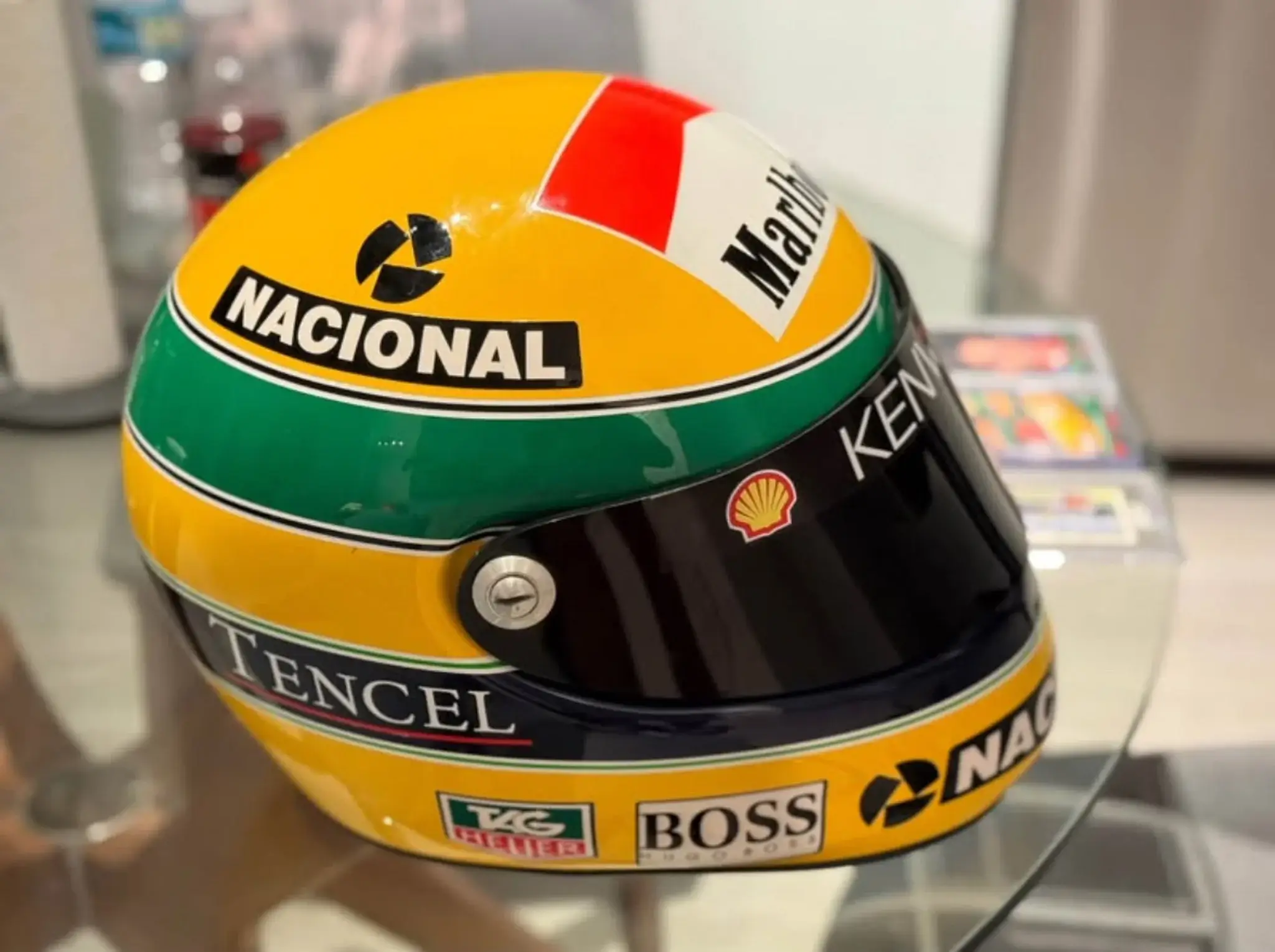 No Reserve Ayrton Senna 1:1 Scale Replica Helmet and PSA Cards 