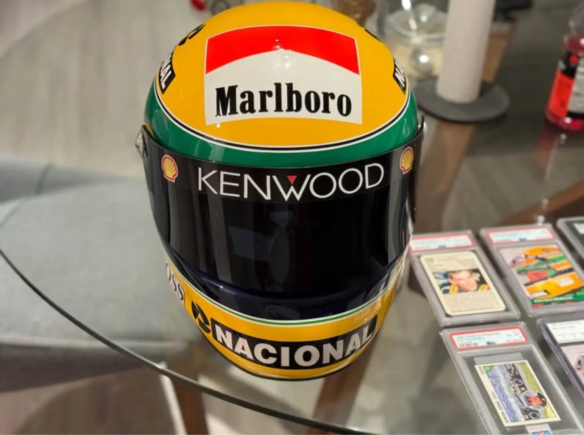 No Reserve Ayrton Senna 1:1 Scale Replica Helmet and PSA Cards