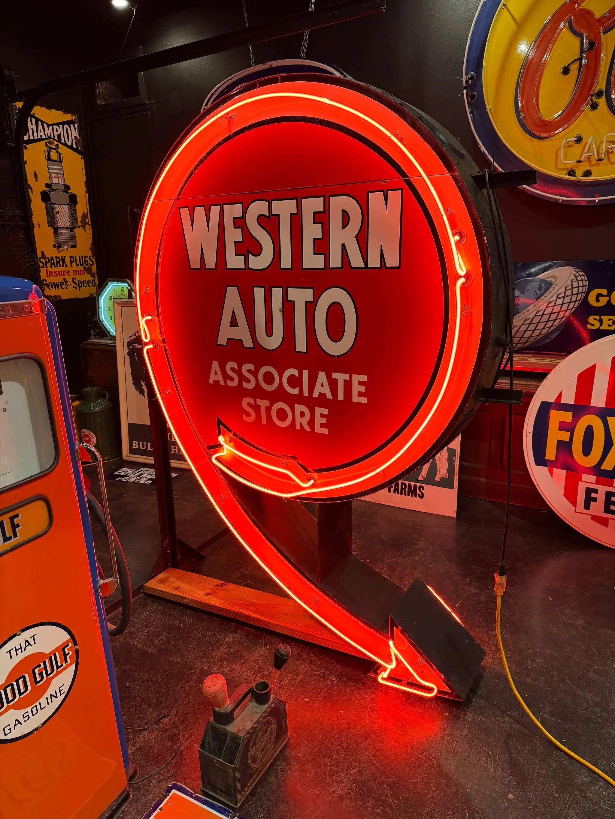 MP: Original Western Auto Double-Sided Neon Porcelain Sign | PCARMARKET