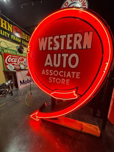 MP: Original Western Auto Double-Sided Neon Porcelain Sign | PCARMARKET