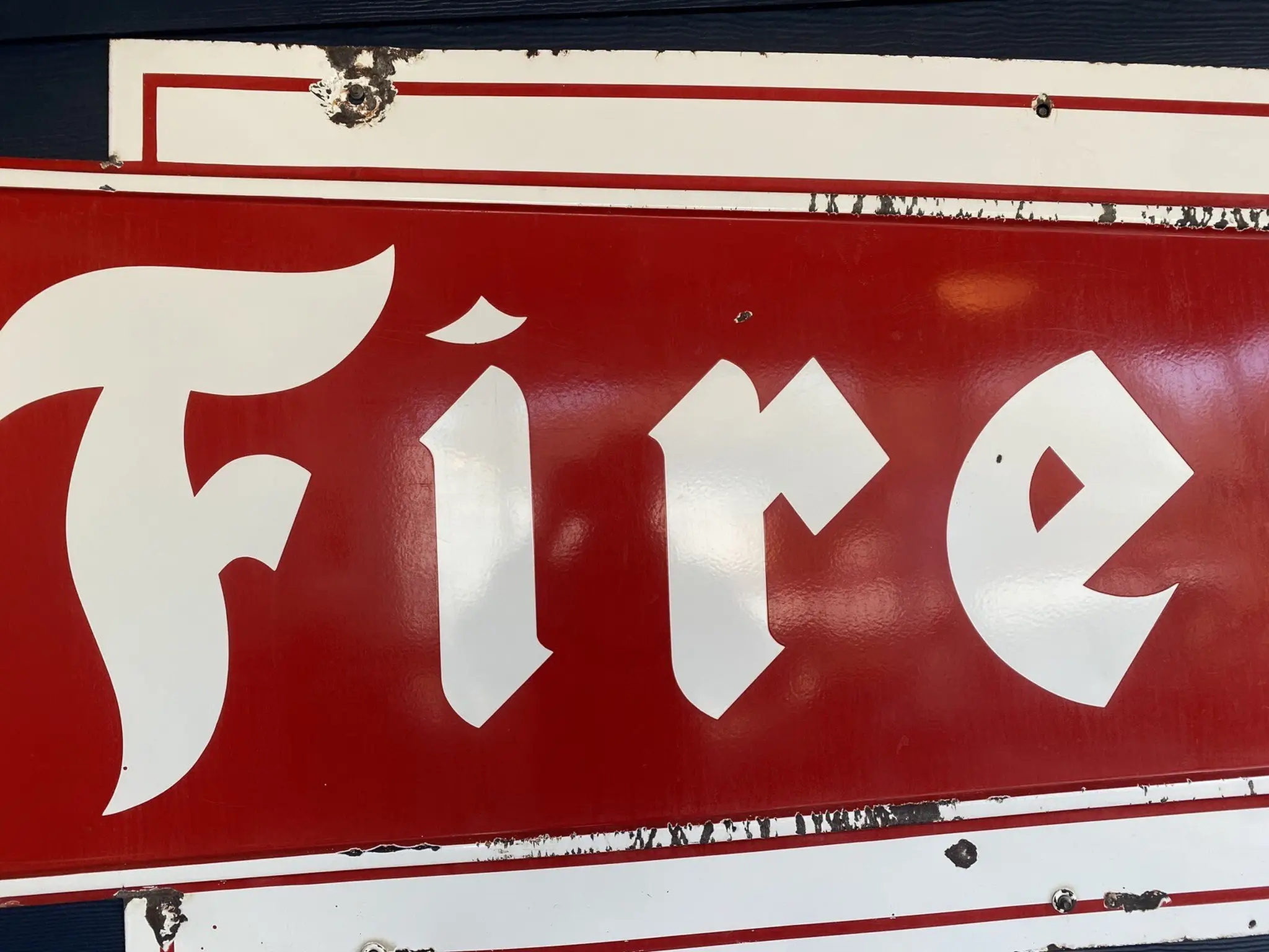 MarketPlace: Vintage 1960 Firestone Bowtie Painted Porcelain Sign