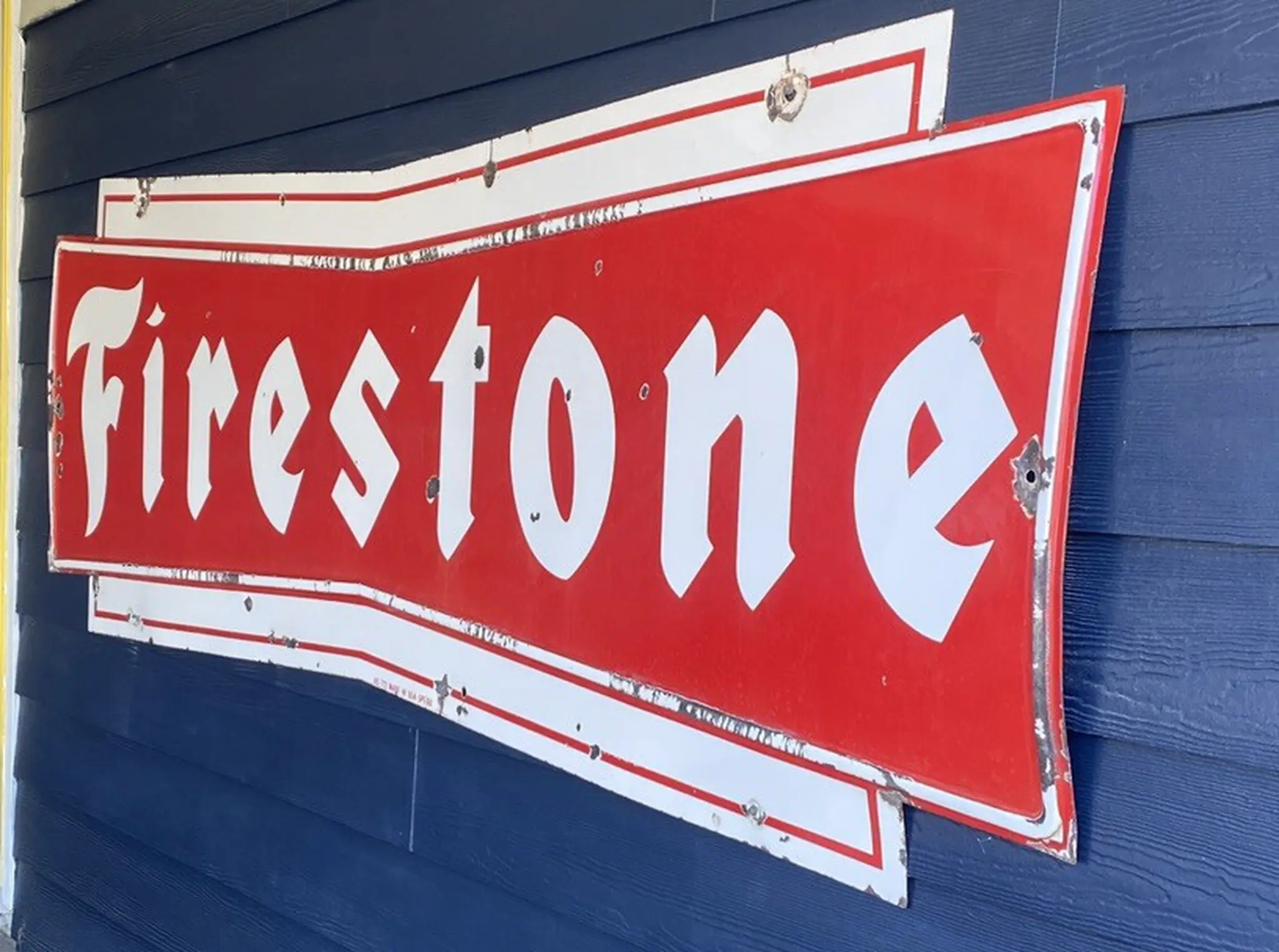 MarketPlace: Vintage 1960 Firestone Bowtie Painted Porcelain Sign