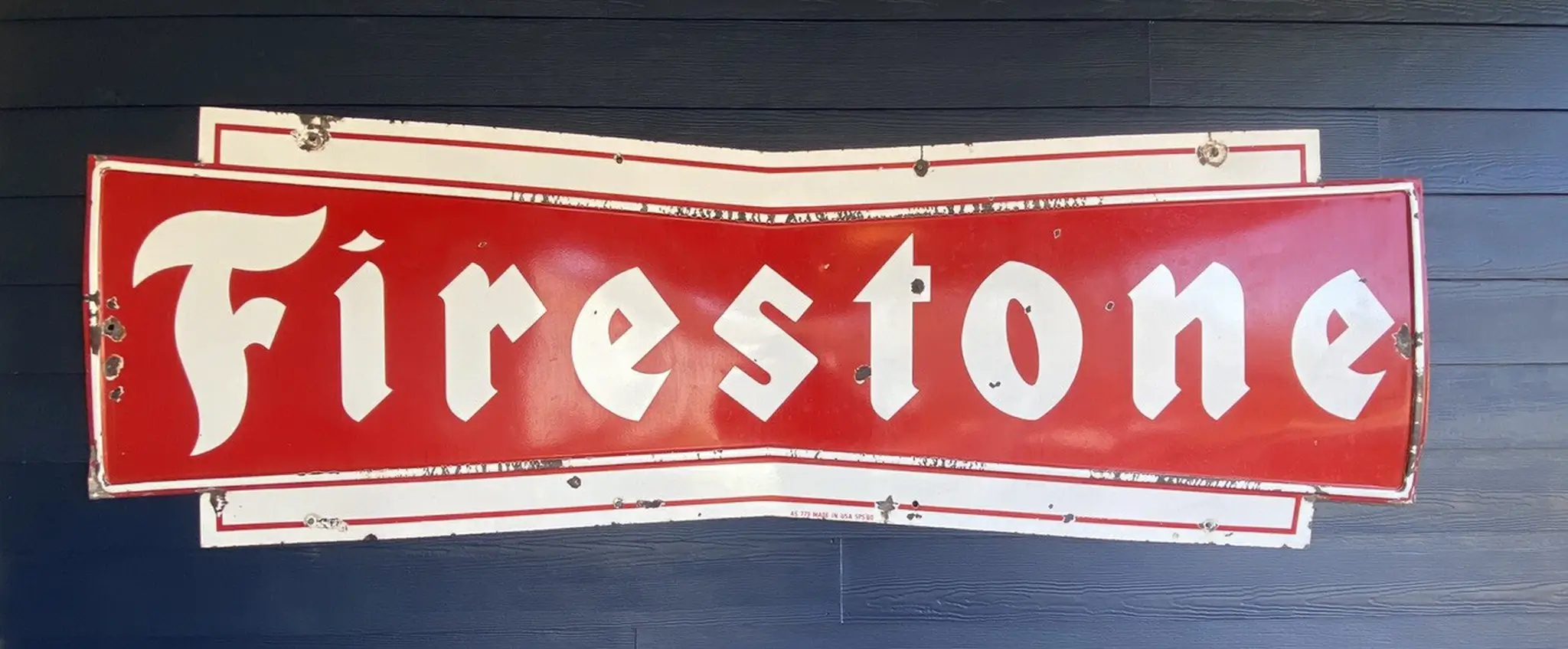 MarketPlace: Vintage 1960 Firestone Bowtie Painted Porcelain Sign