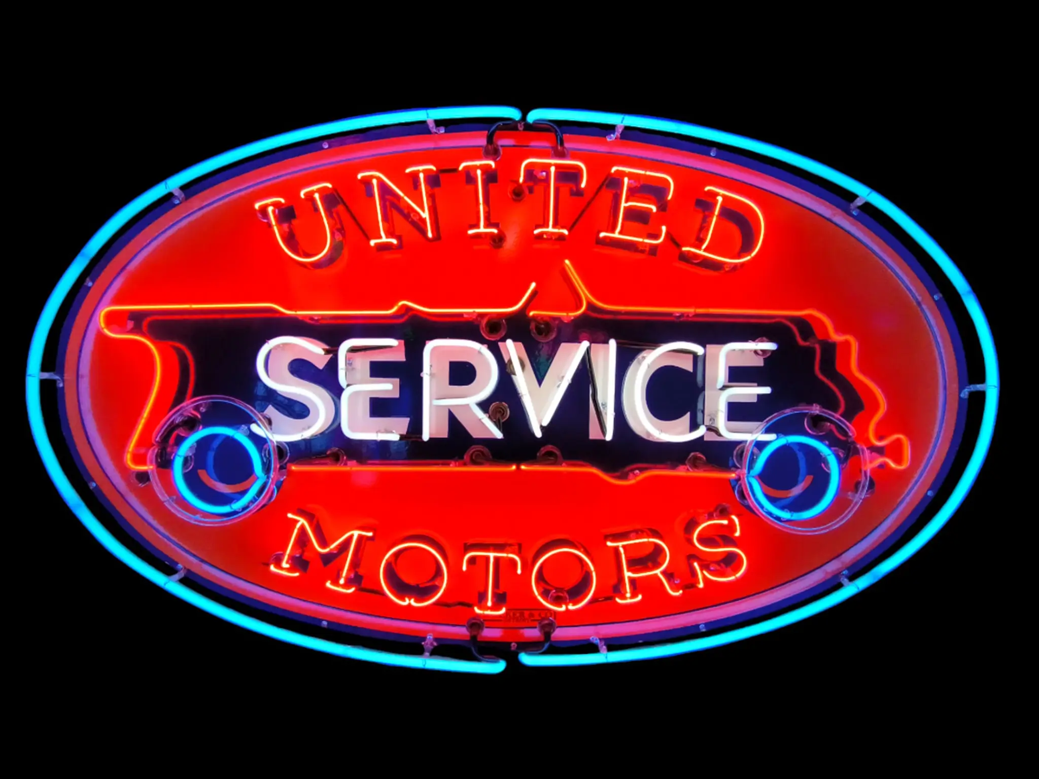 MarketPlace: Animated United Service Motors Porcelain Neon Sign ...