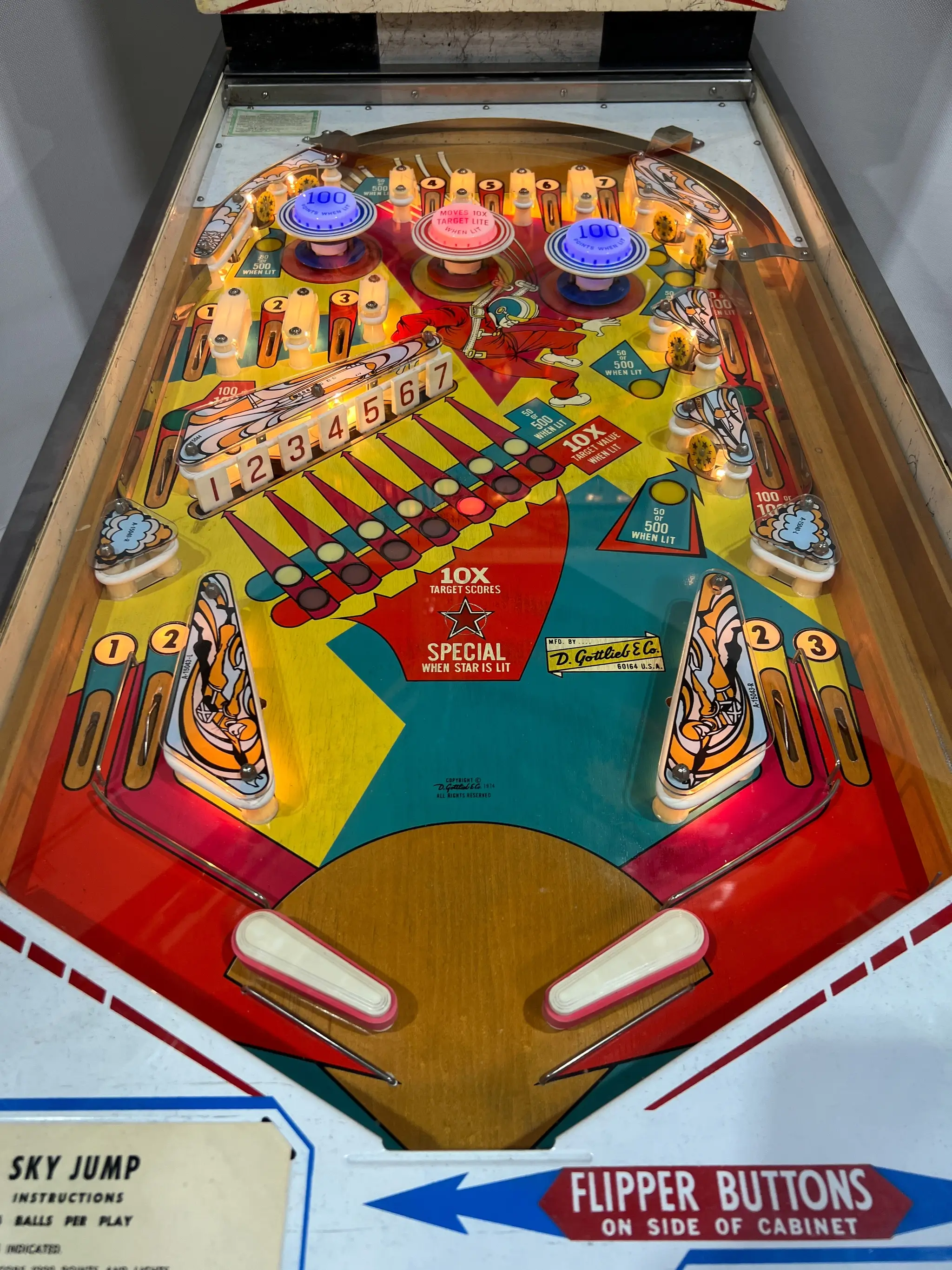 No Reserve Restored 1974 Gottlieb Sky Jump Pinball Machine