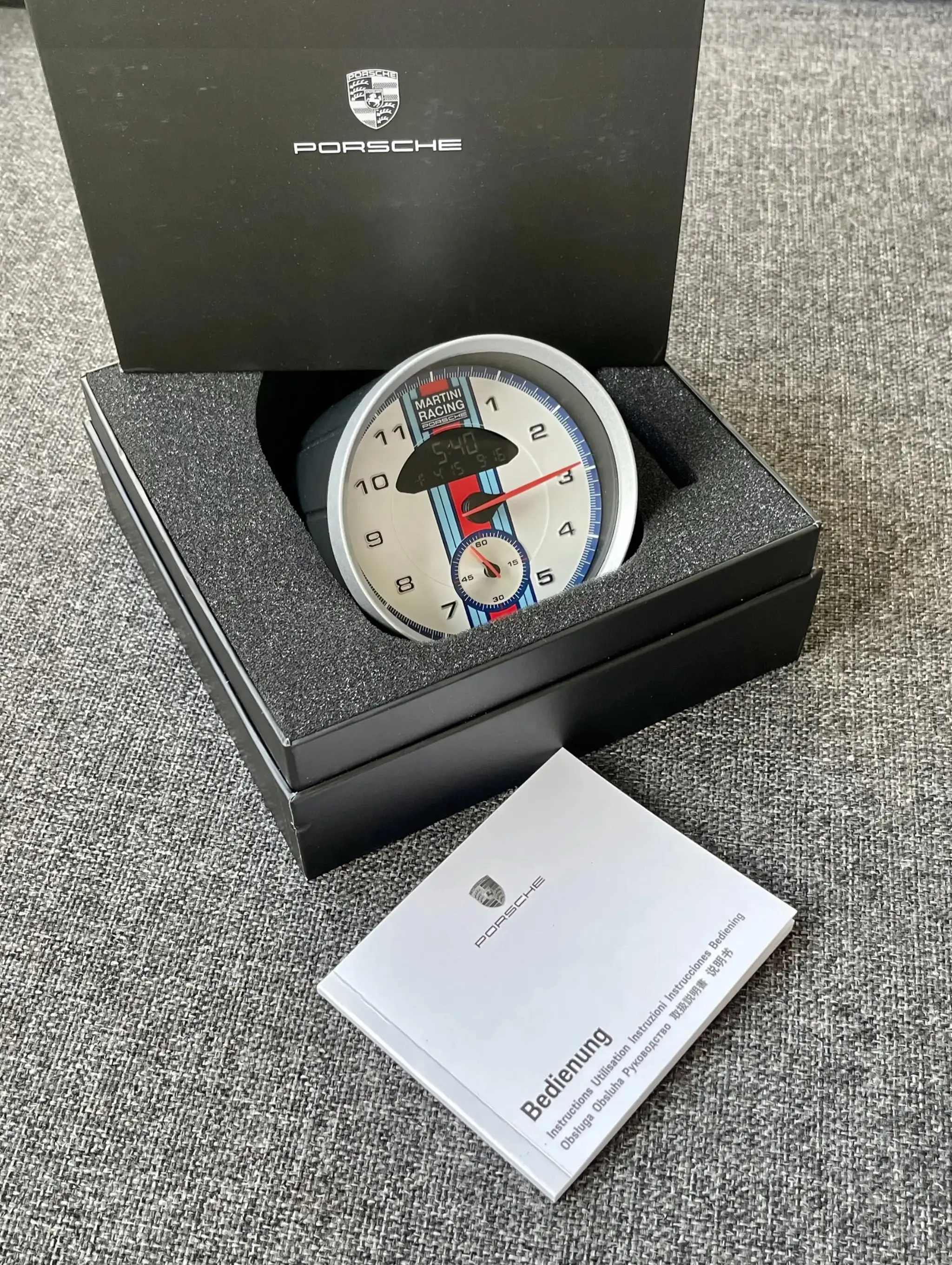 No Reserve Porsche Martini Racing Tabletop Clock and Watch Set 