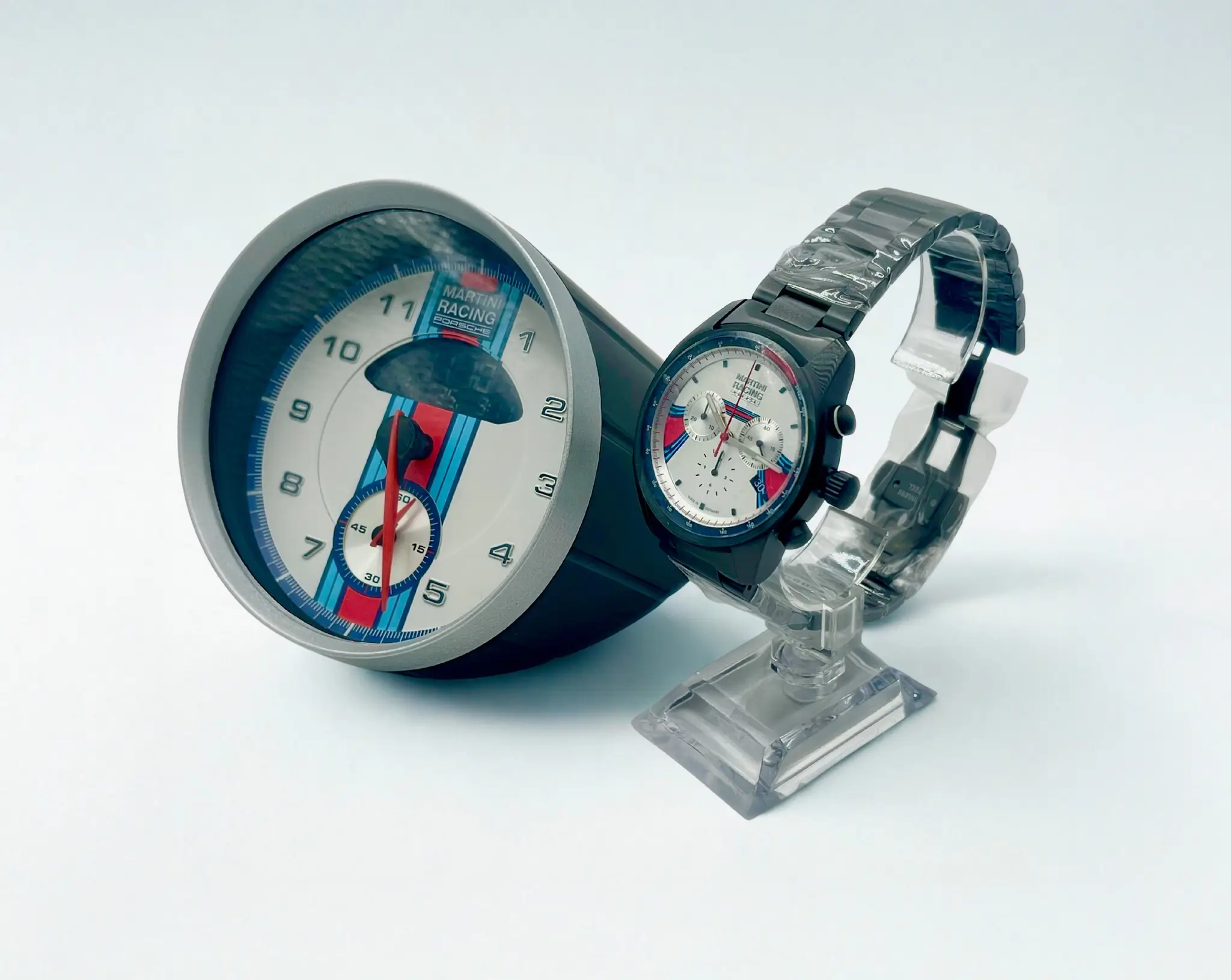 No Reserve Porsche Martini Racing Tabletop Clock and Watch Set | PCARMARKET
