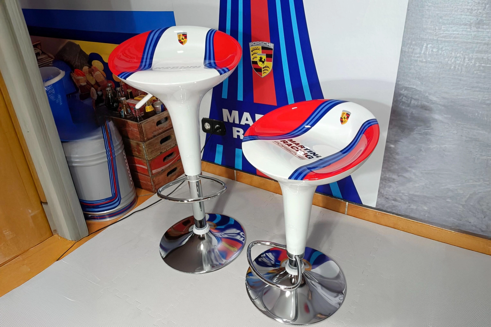 No Reserve Porsche Martini Racing Livery Stools | PCARMARKET