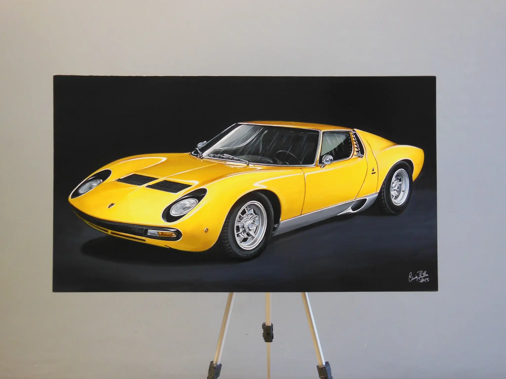 Lamborghini Miura パネルアート価格相談（AI調べ） No Reserve 1971 Lamborghini Miura SV Painting by Clive Botha