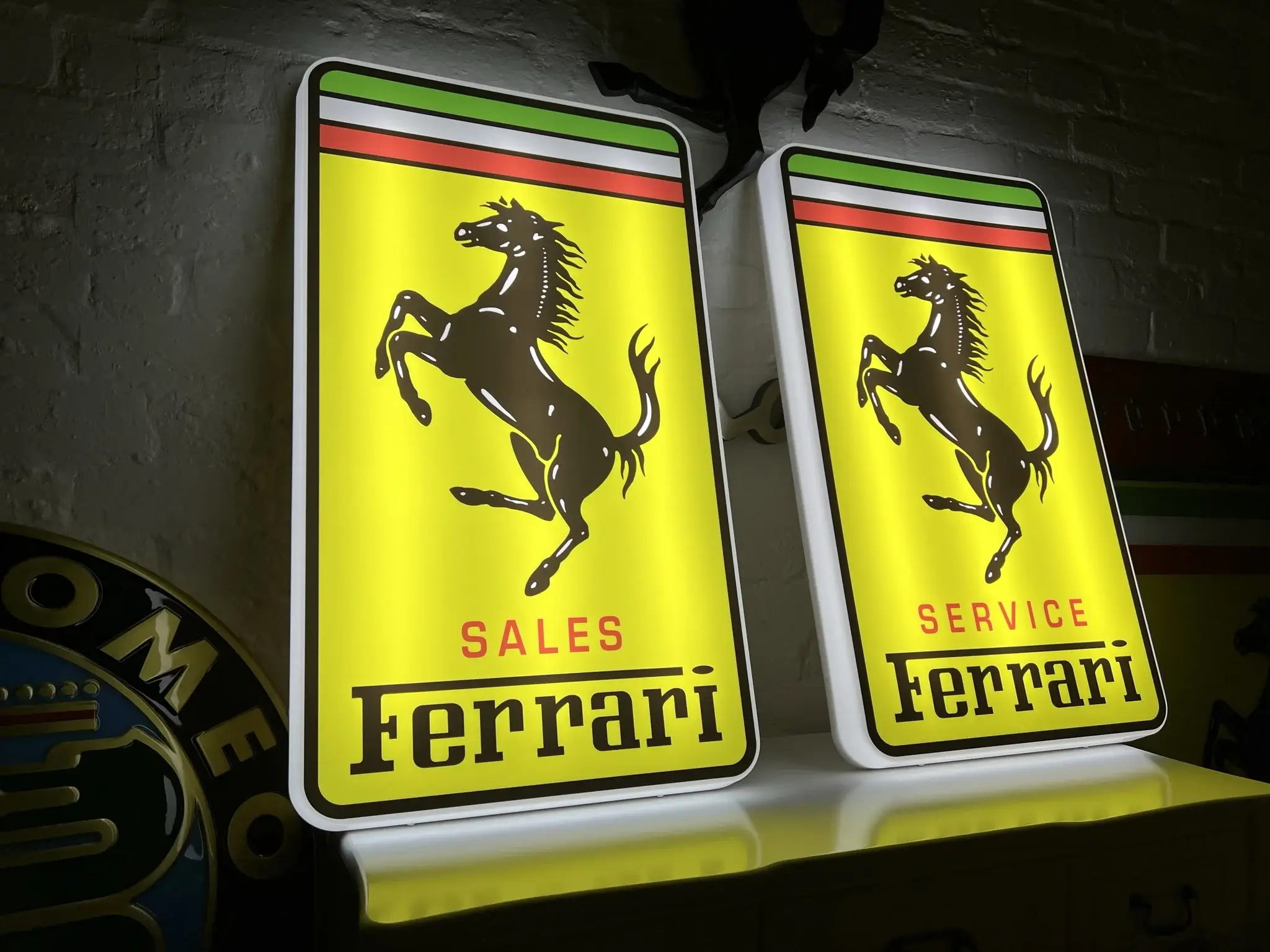 MP: Pair of Illuminated Ferrari Sales & Service Style Signs | PCARMARKET