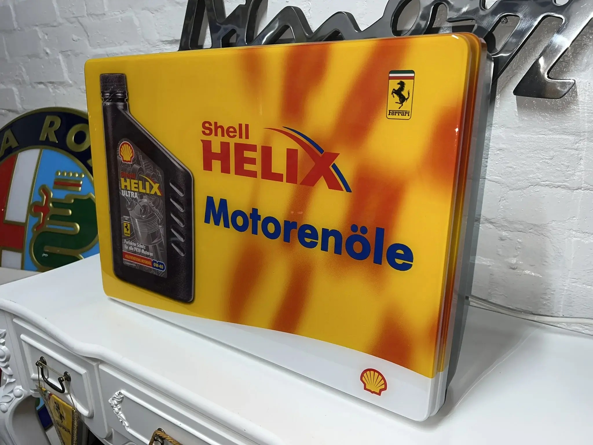 hleesさん専用 MP: Authentic 1990s Shell Helix & Ferrari Promotional Sign